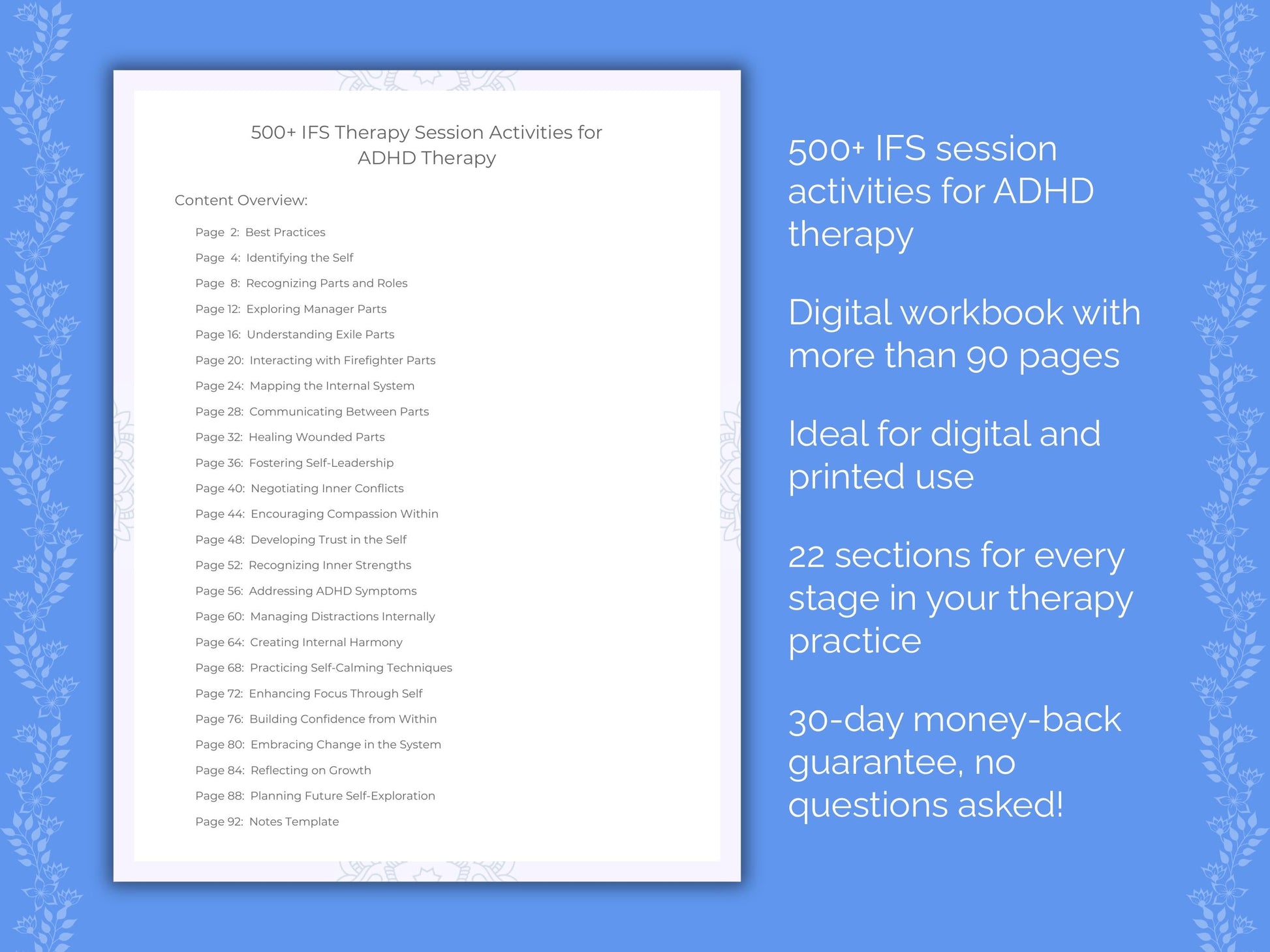 ADHD Internal Family Systems (IFS) Therapist Worksheets