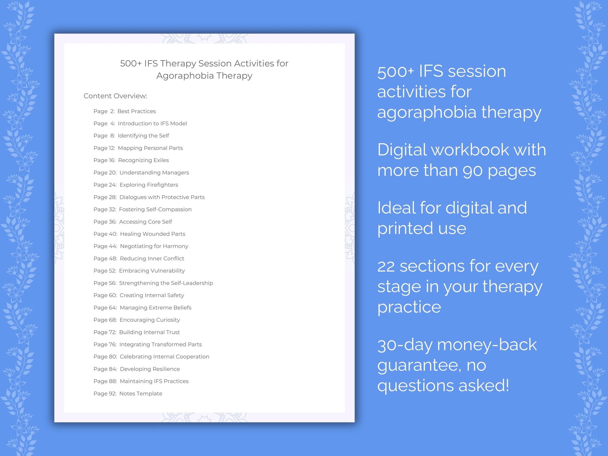 Agoraphobia Internal Family Systems (IFS) Therapist Worksheets