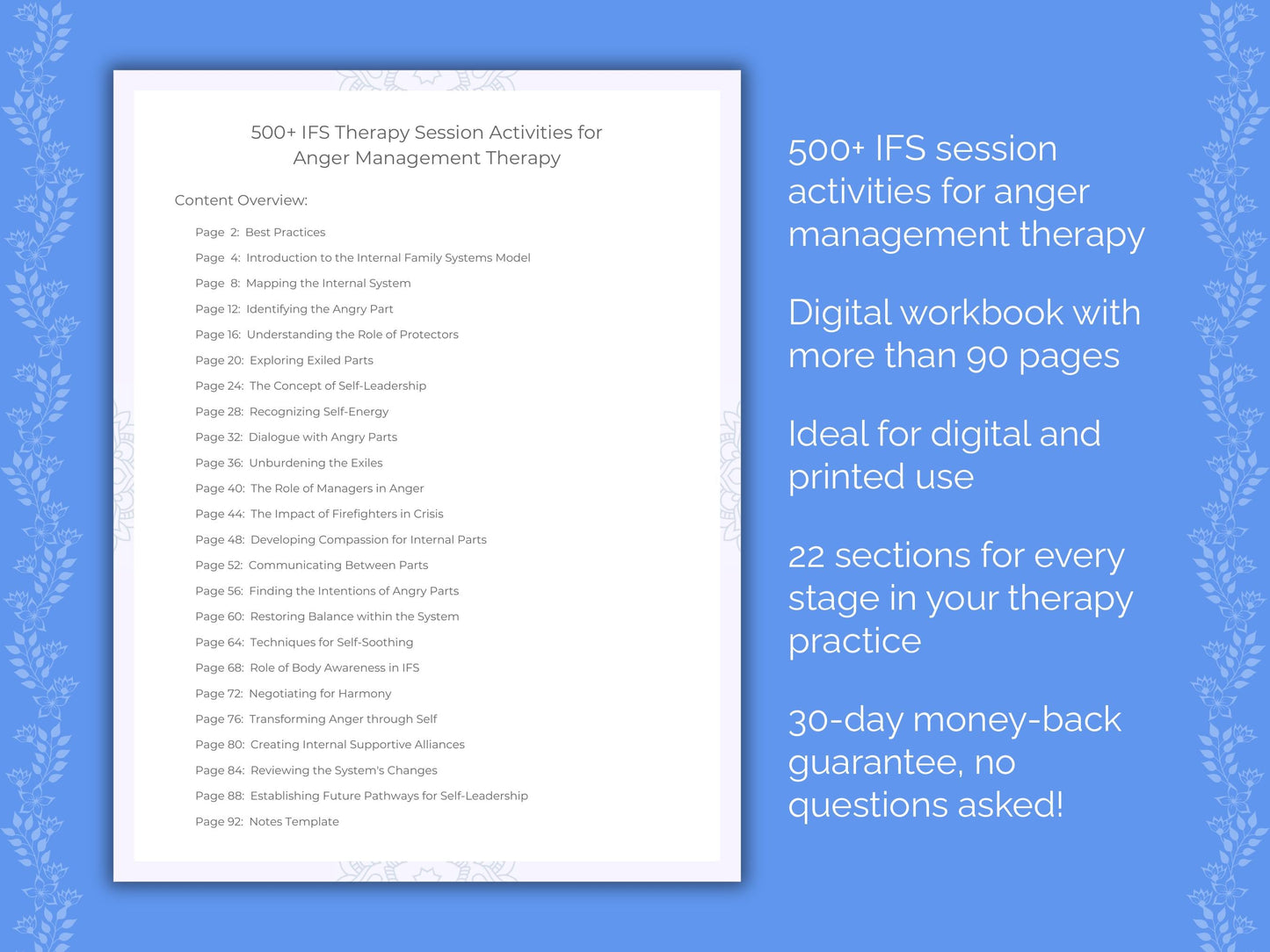 Anger Management Internal Family Systems (IFS) Therapist Worksheets