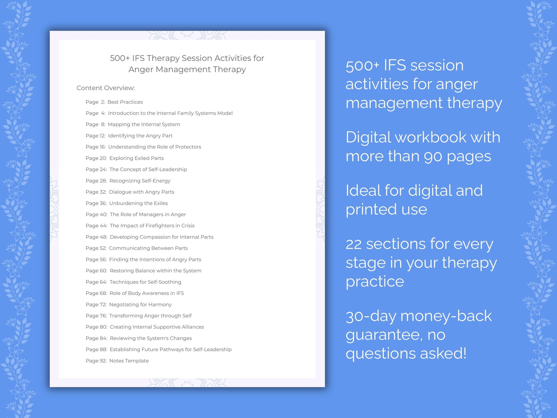 Anger Management Internal Family Systems (IFS) Therapist Worksheets