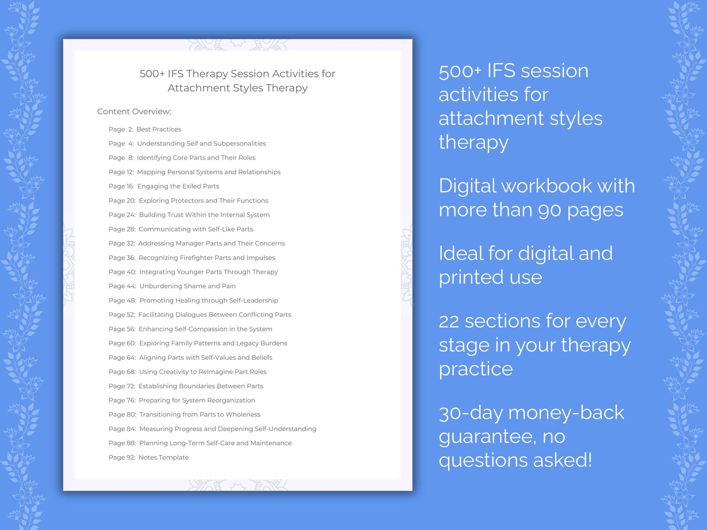 Attachment Styles Internal Family Systems (IFS) Therapist Worksheets