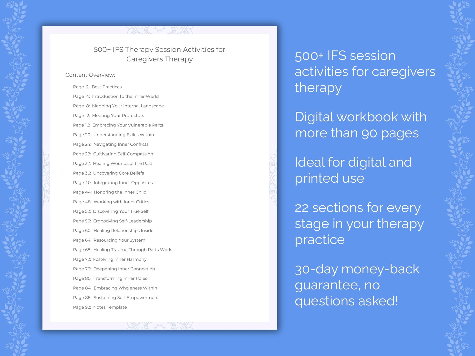 Caregivers Internal Family Systems (IFS) Therapist Worksheets