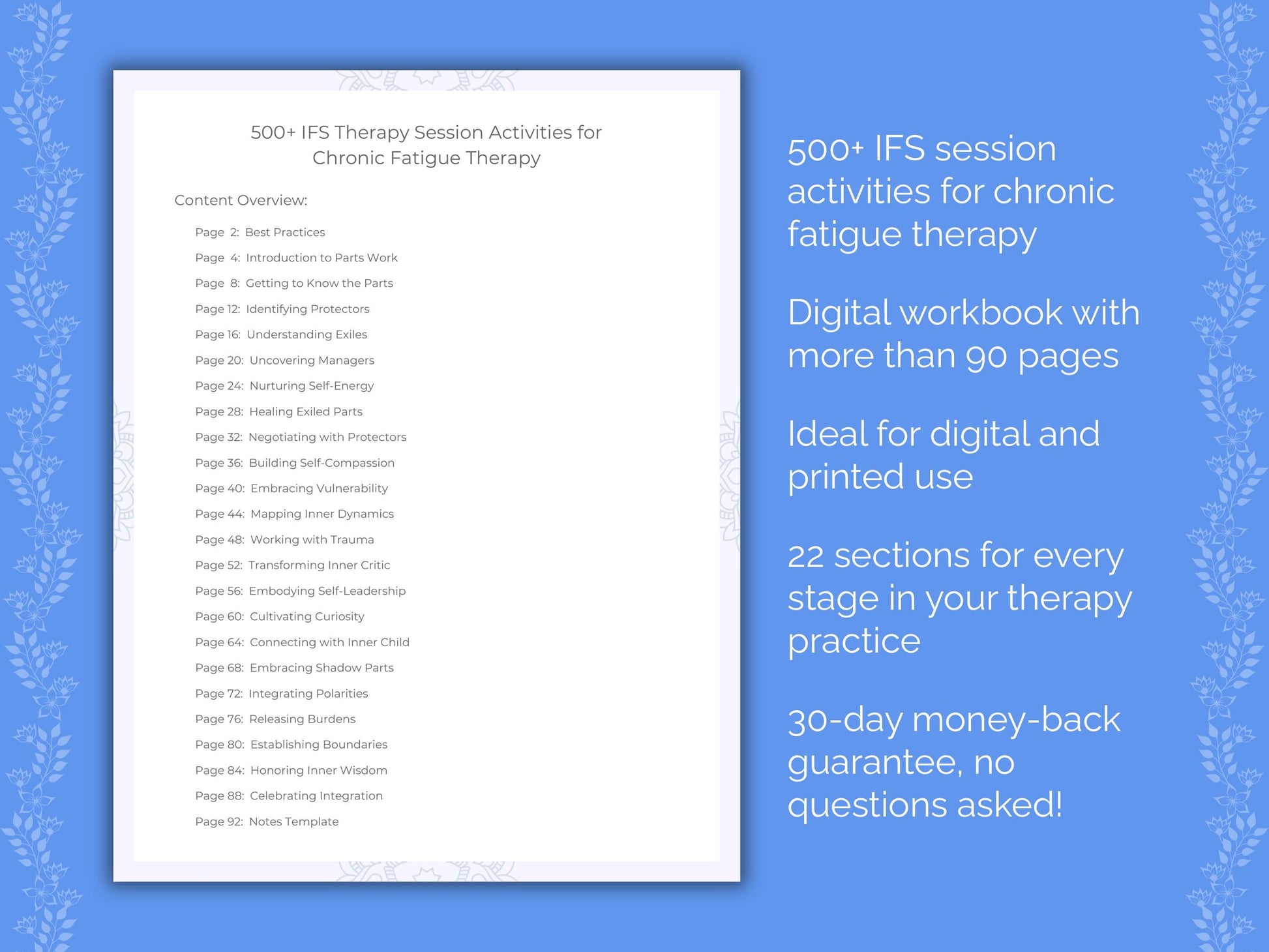 Chronic Fatigue Internal Family Systems (IFS) Therapist Worksheets