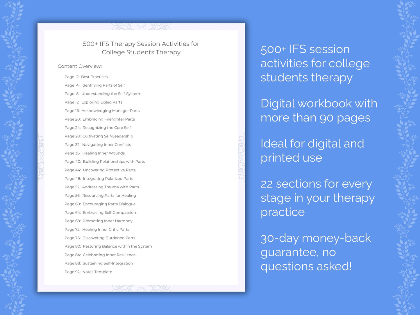 College Students Internal Family Systems (IFS) Therapist Worksheets