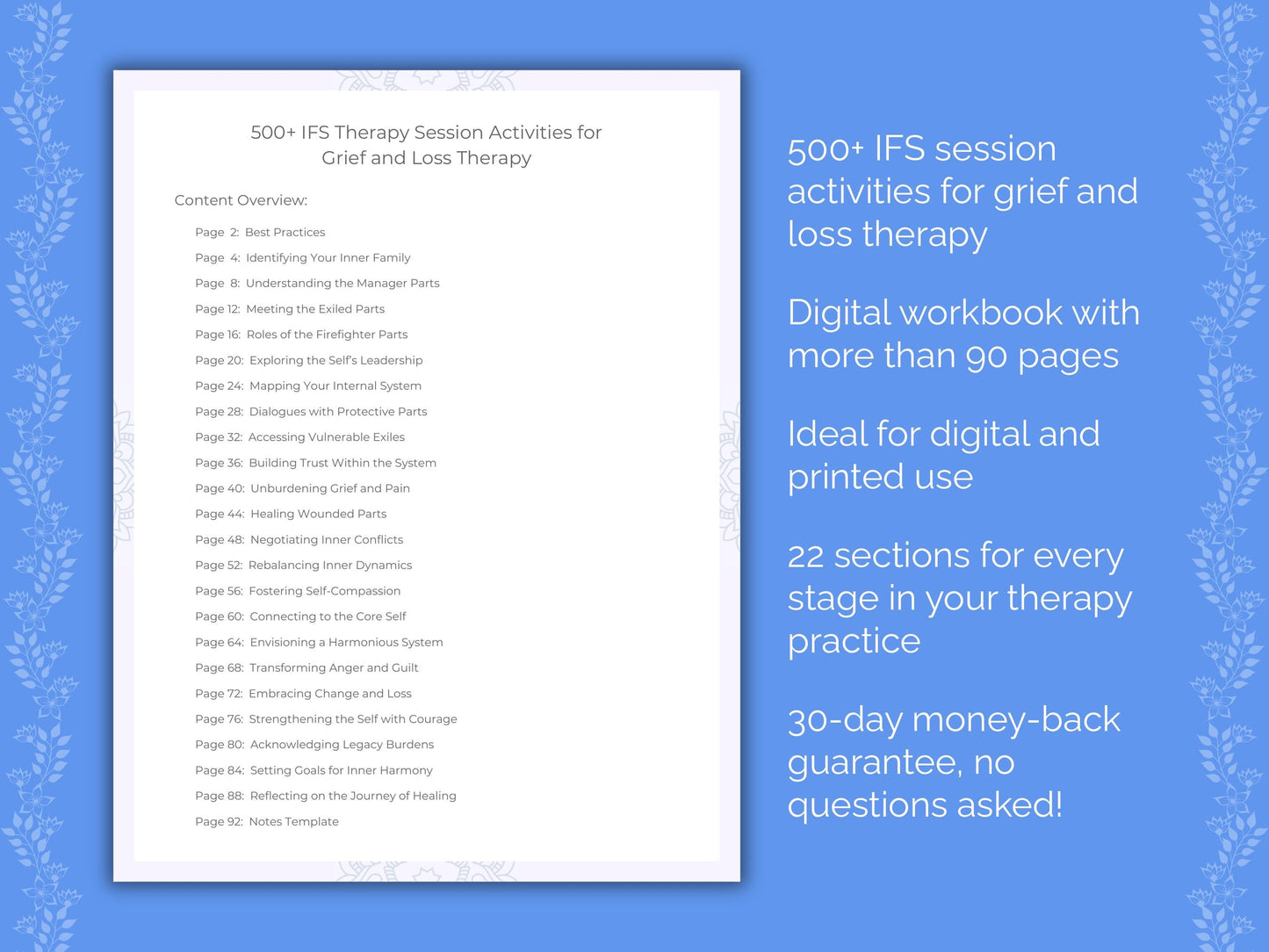 Grief and Loss Internal Family Systems (IFS) Therapist Worksheets