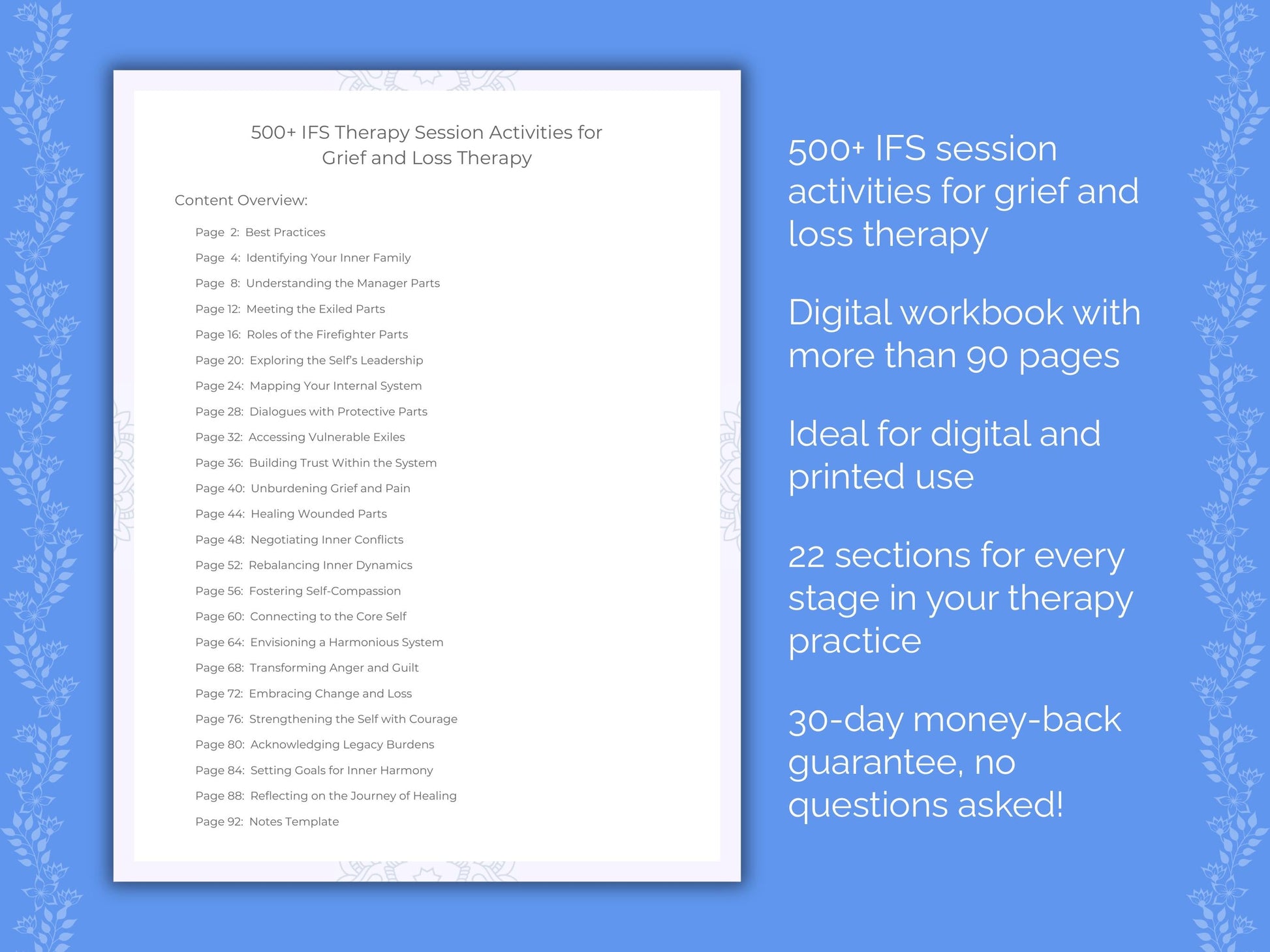 Grief and Loss Internal Family Systems (IFS) Therapist Worksheets