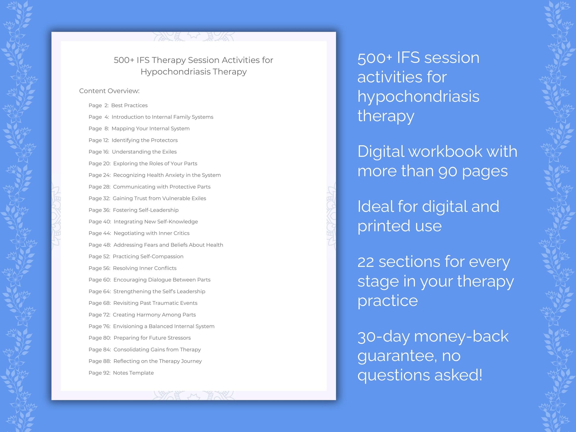 Hypochondriasis Internal Family Systems (IFS) Therapist Worksheets