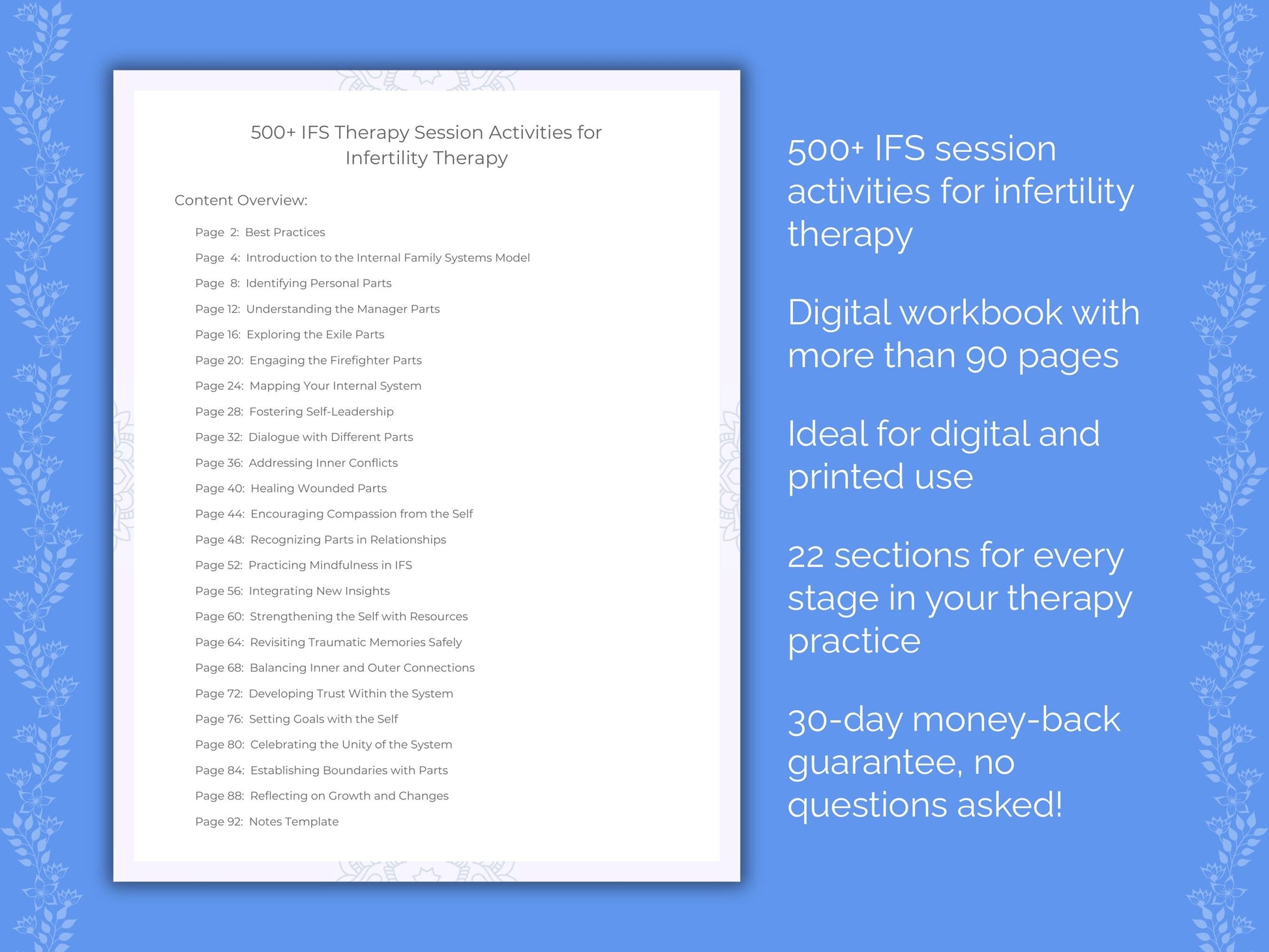 Infertility Internal Family Systems (IFS) Therapist Worksheets