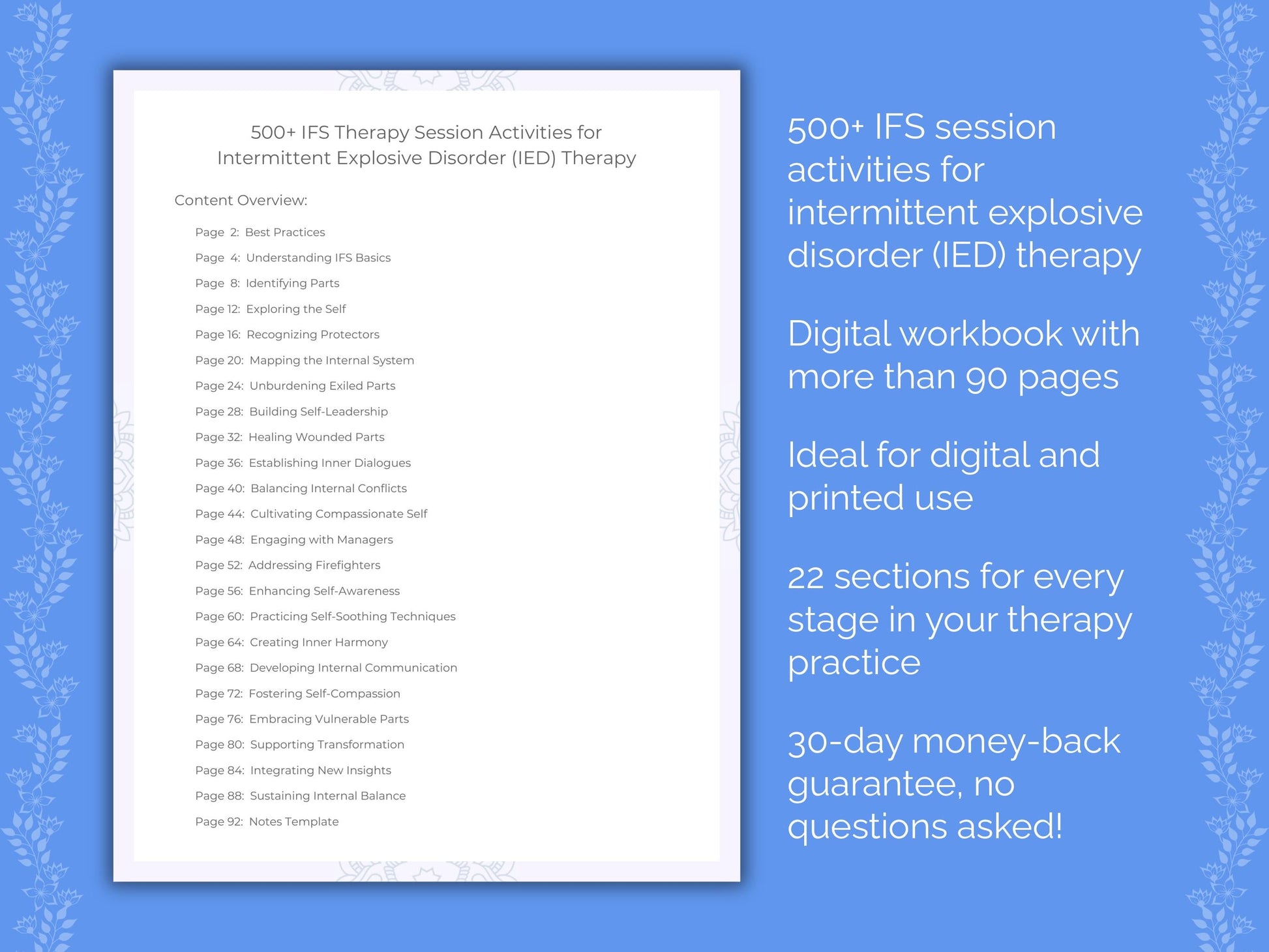 Intermittent Explosive Disorder (IED) Internal Family Systems (IFS) Therapist Worksheets