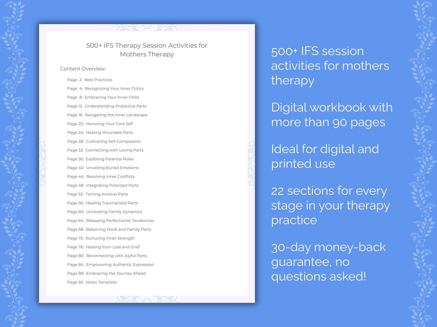 Mothers Internal Family Systems (IFS) Therapist Worksheets