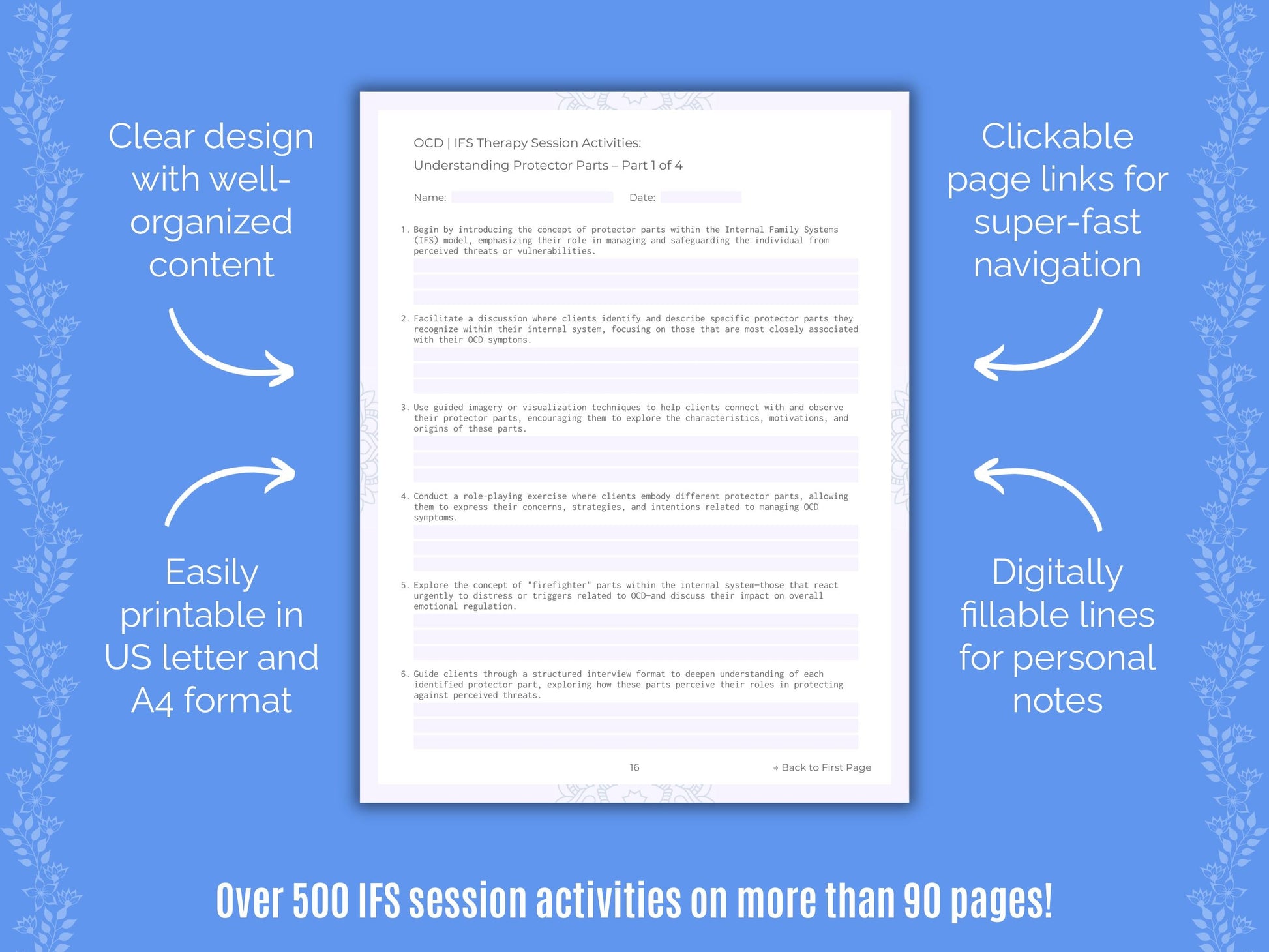 Obsessive-Compulsive Disorder (OCD) Internal Family Systems (IFS) Counseling Templates