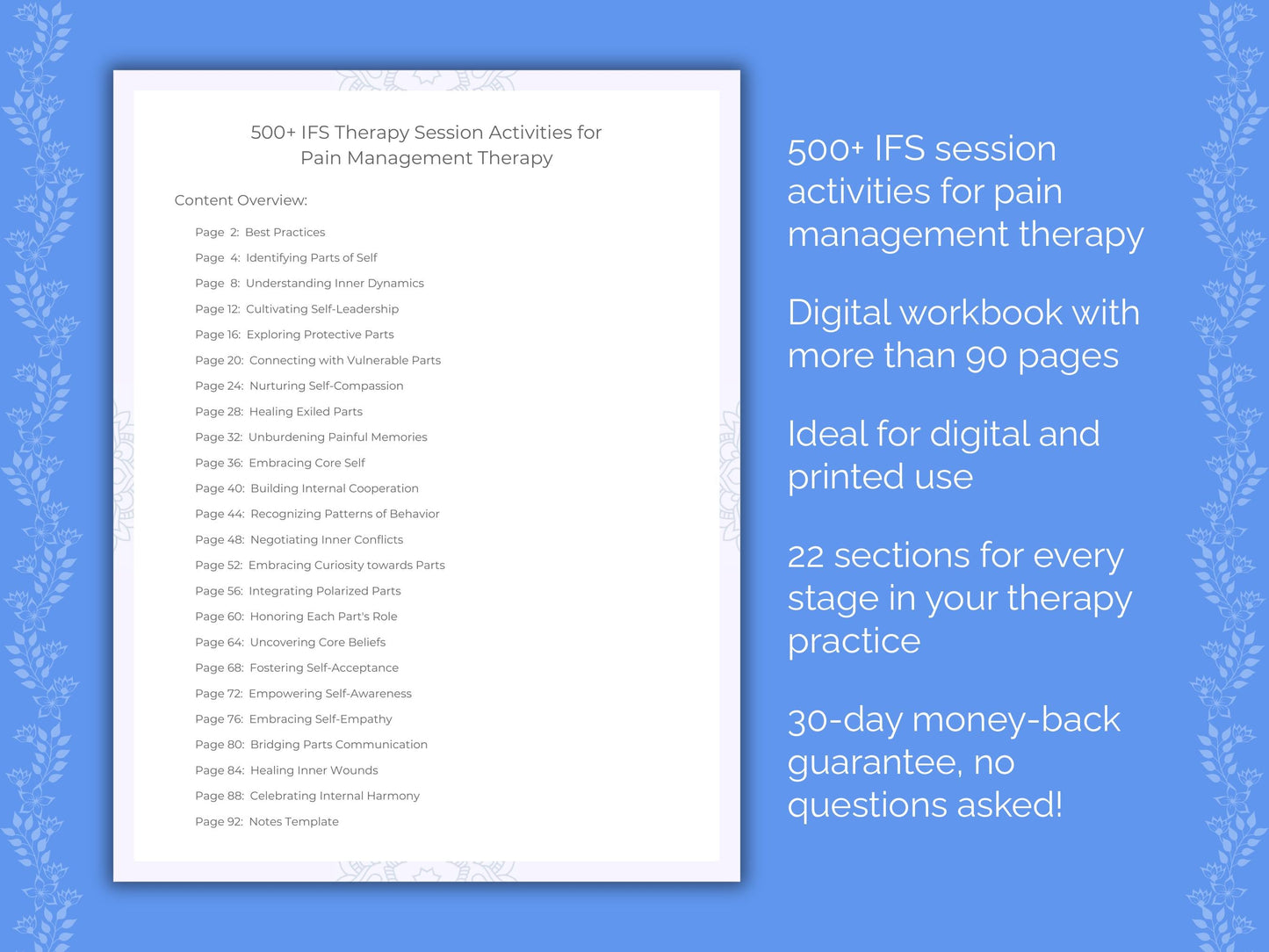 Pain Management Internal Family Systems (IFS) Therapist Worksheets