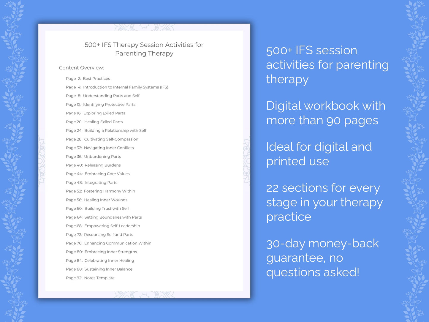 Parenting Internal Family Systems (IFS) Therapist Worksheets