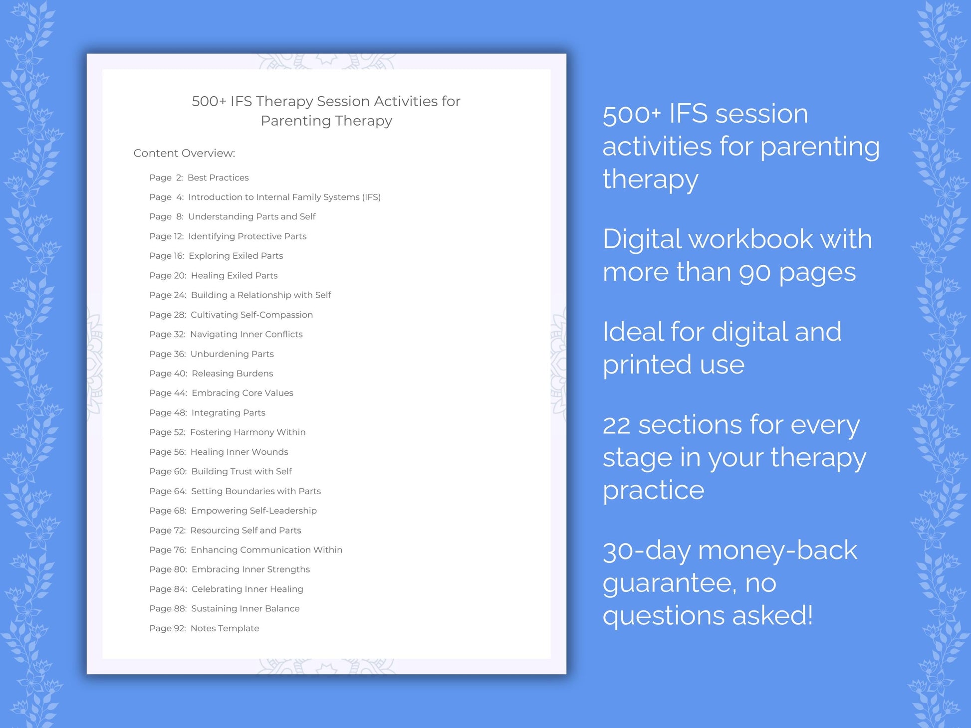 Parenting Internal Family Systems (IFS) Therapist Worksheets