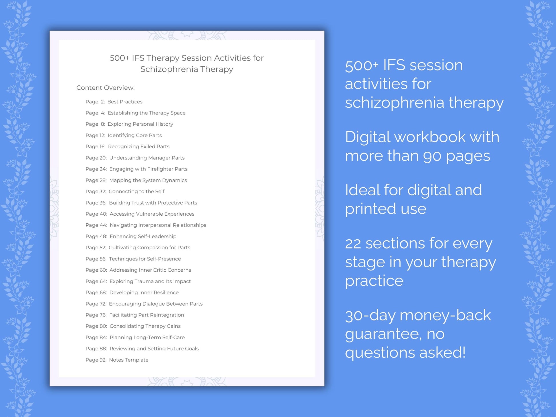 Schizophrenia Internal Family Systems (IFS) Therapist Worksheets