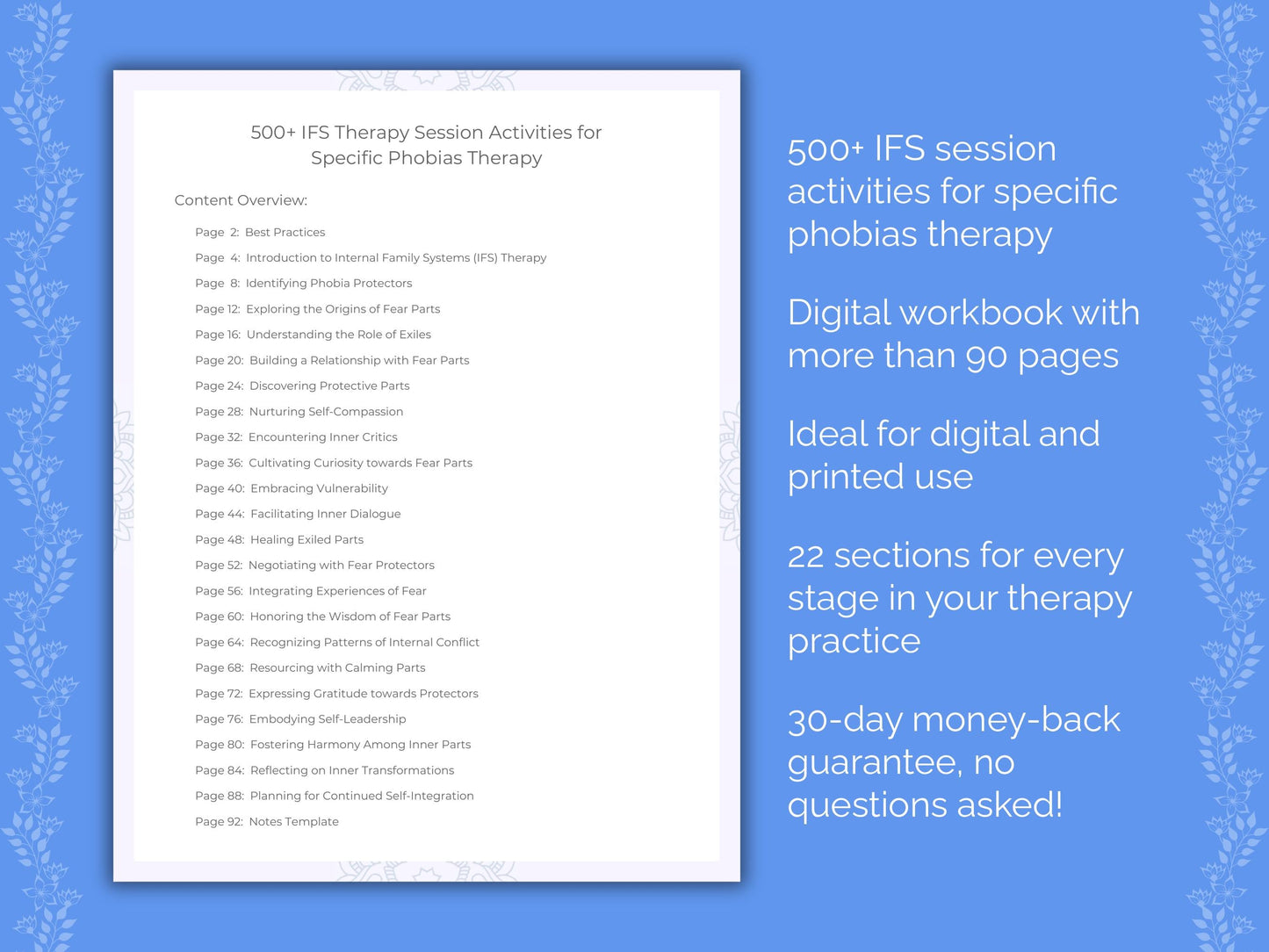 Specific Phobias Internal Family Systems (IFS) Therapist Worksheets