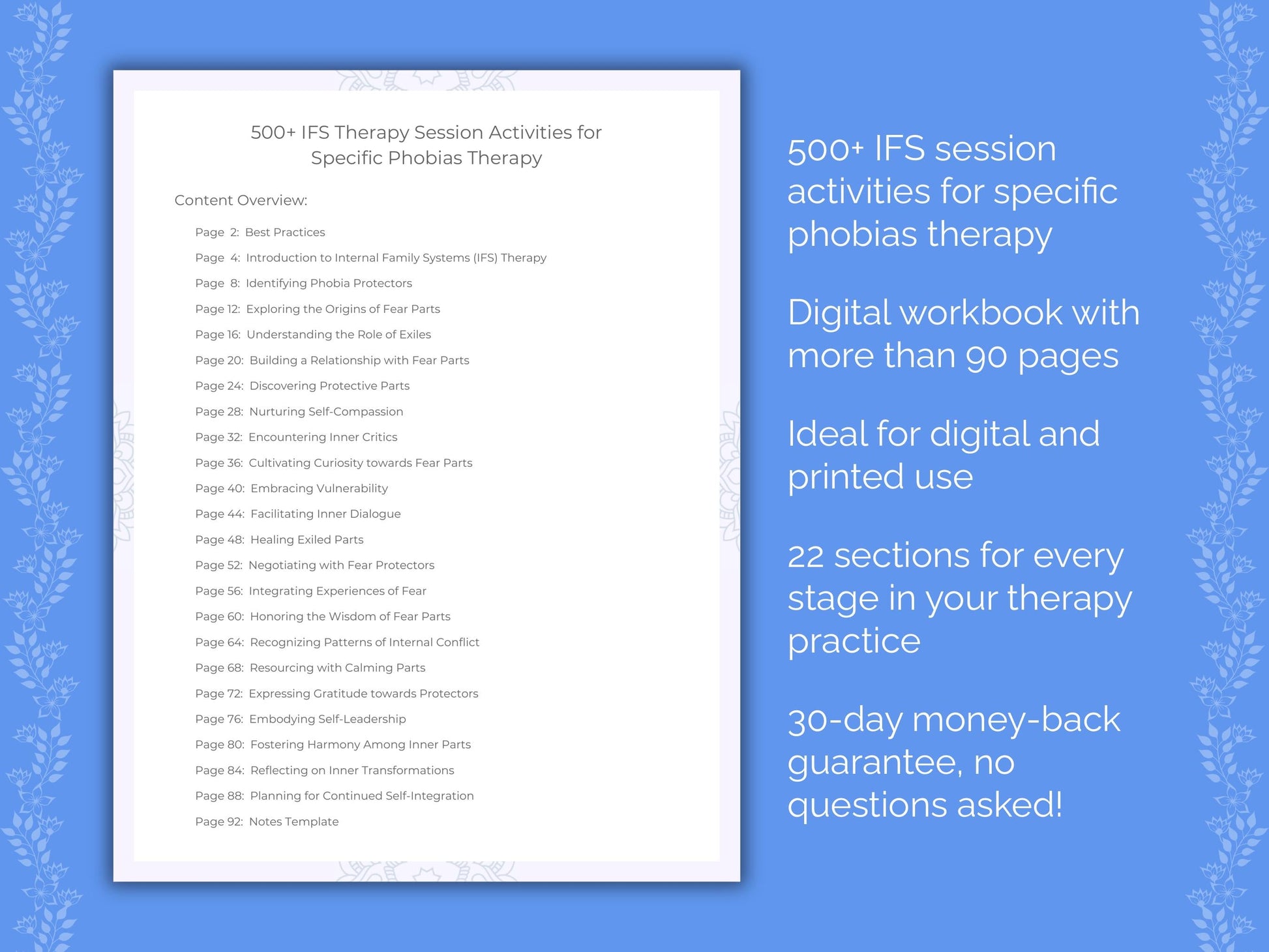 Specific Phobias Internal Family Systems (IFS) Therapist Worksheets