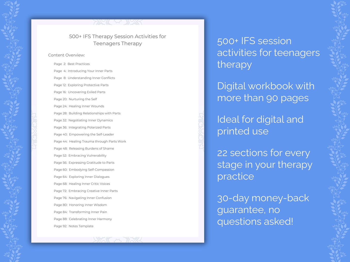 Teenagers Internal Family Systems (IFS) Therapist Worksheets