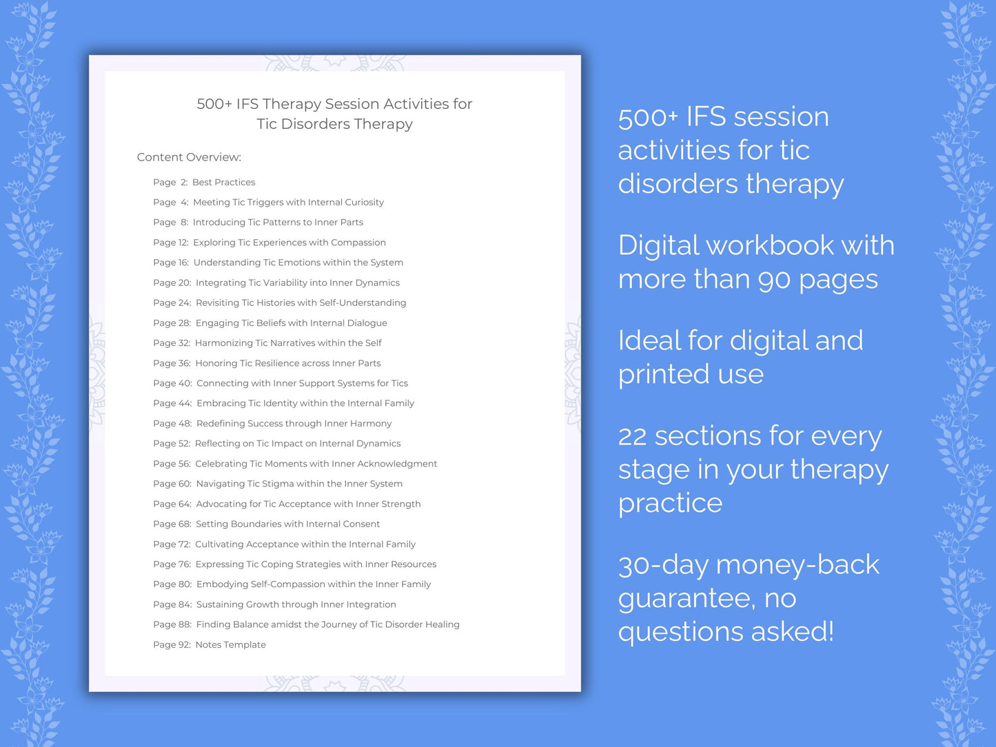 Tic Disorders Internal Family Systems (IFS) Therapist Worksheets