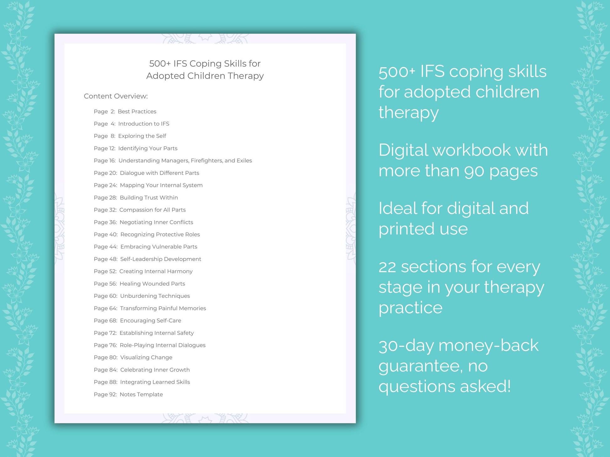 Adopted Children Internal Family Systems (IFS) Therapist Worksheets