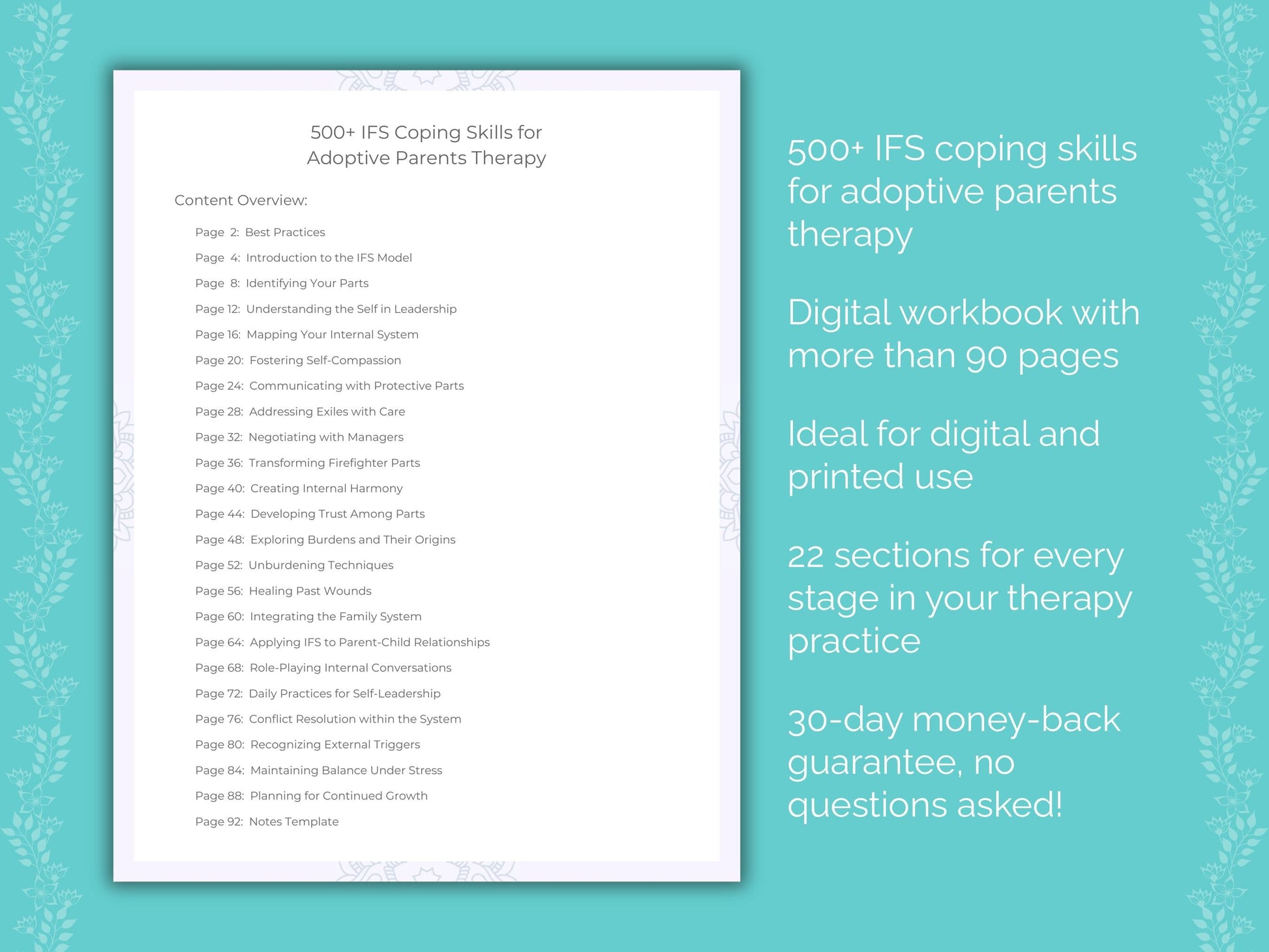 Adoptive Parents Internal Family Systems (IFS) Therapist Worksheets