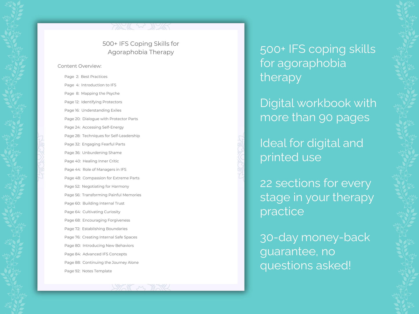 Agoraphobia Internal Family Systems (IFS) Therapist Worksheets