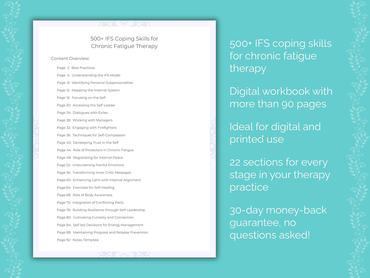 Chronic Fatigue Internal Family Systems (IFS) Therapist Worksheets