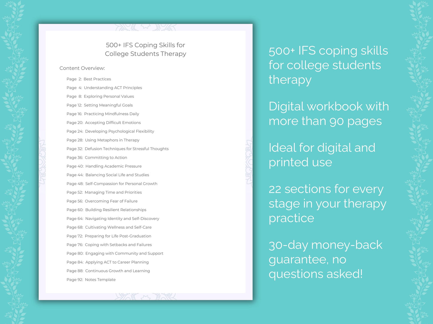 College Students Internal Family Systems (IFS) Therapist Worksheets