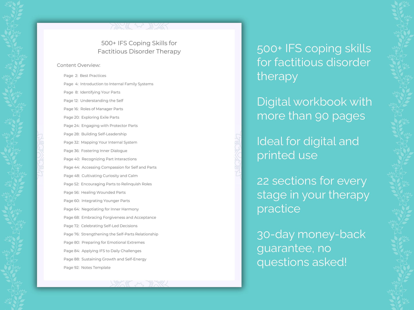 Factitious Disorder Internal Family Systems (IFS) Therapist Worksheets