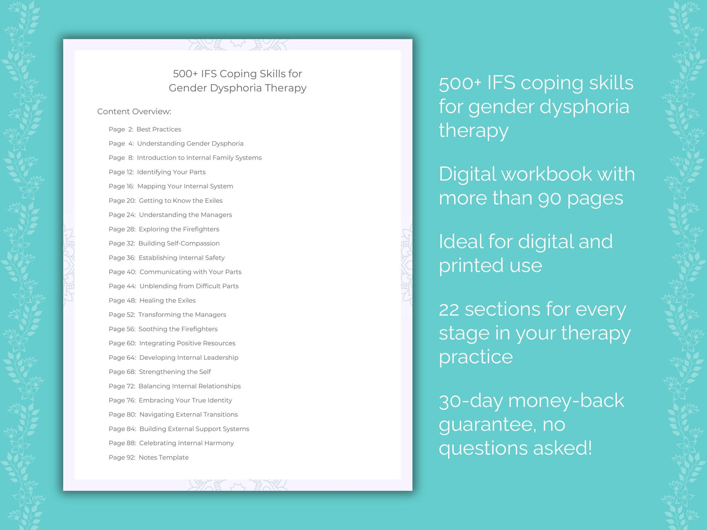 Gender Dysphoria Internal Family Systems (IFS) Therapist Worksheets