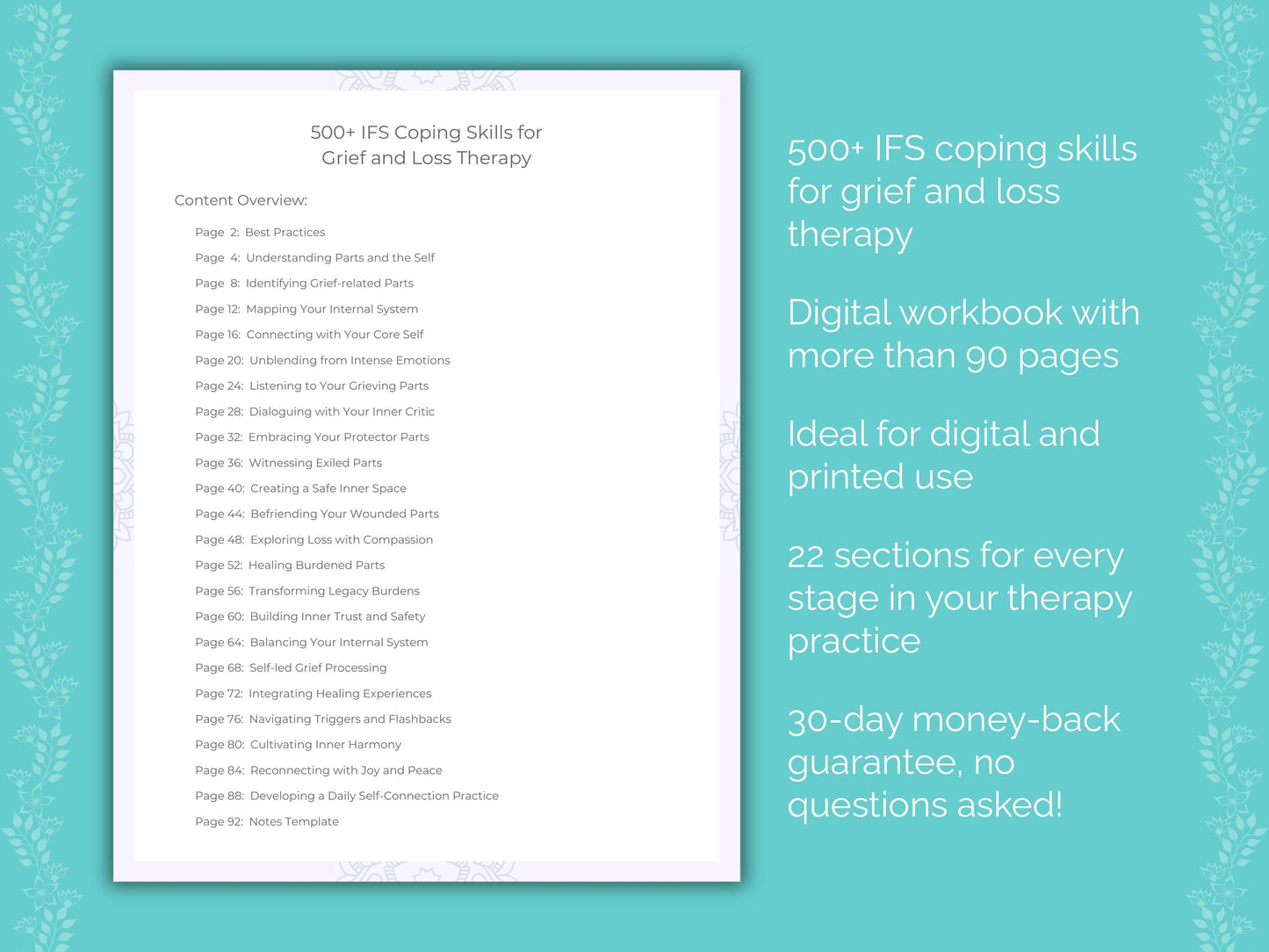 Grief and Loss Internal Family Systems (IFS) Therapist Worksheets