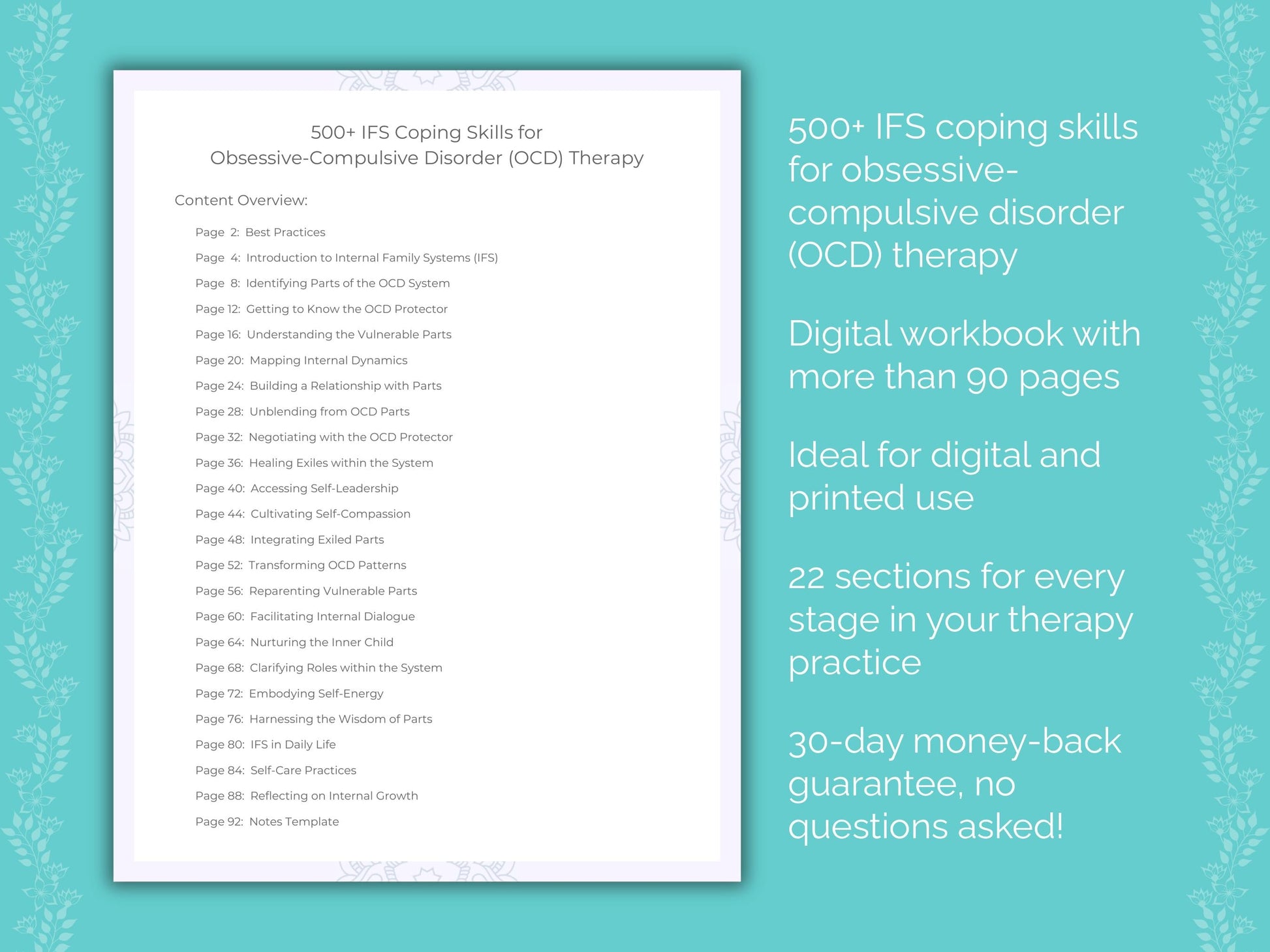 Obsessive-Compulsive Disorder (OCD) Internal Family Systems (IFS) Therapist Worksheets