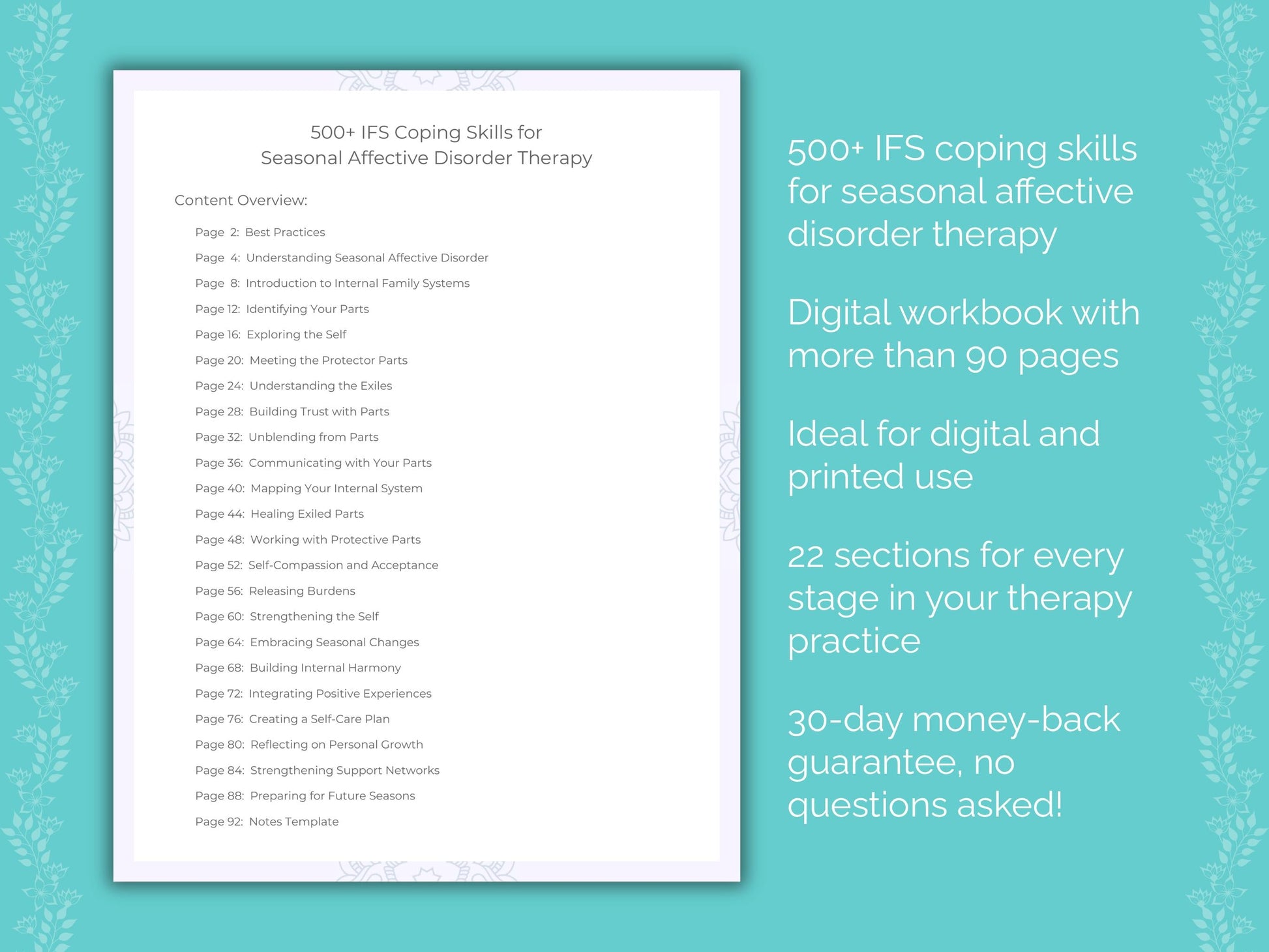 Seasonal Affective Disorder Internal Family Systems (IFS) Therapist Worksheets