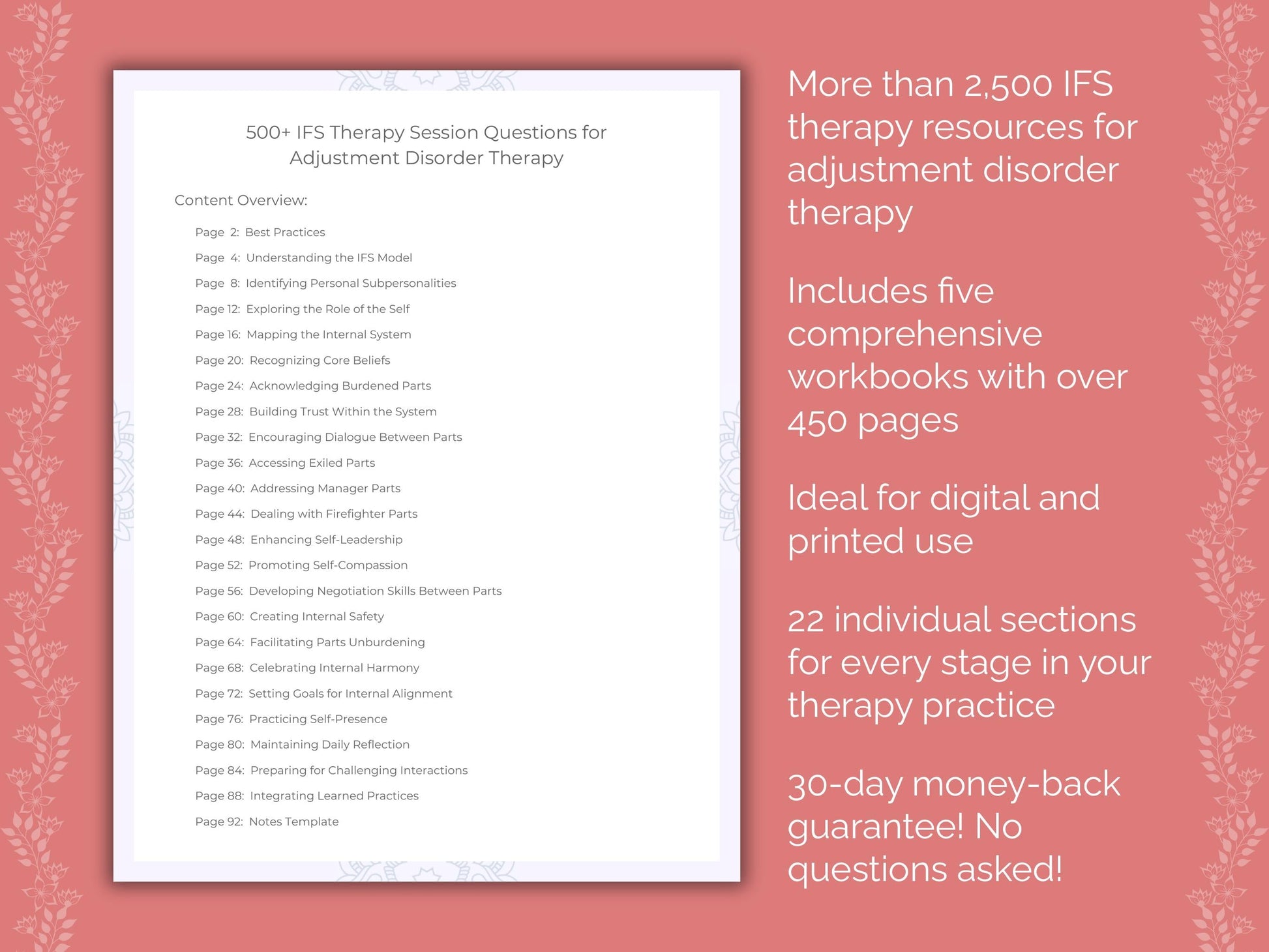 Adjustment Disorder Internal Family Systems (IFS) Therapist Worksheets