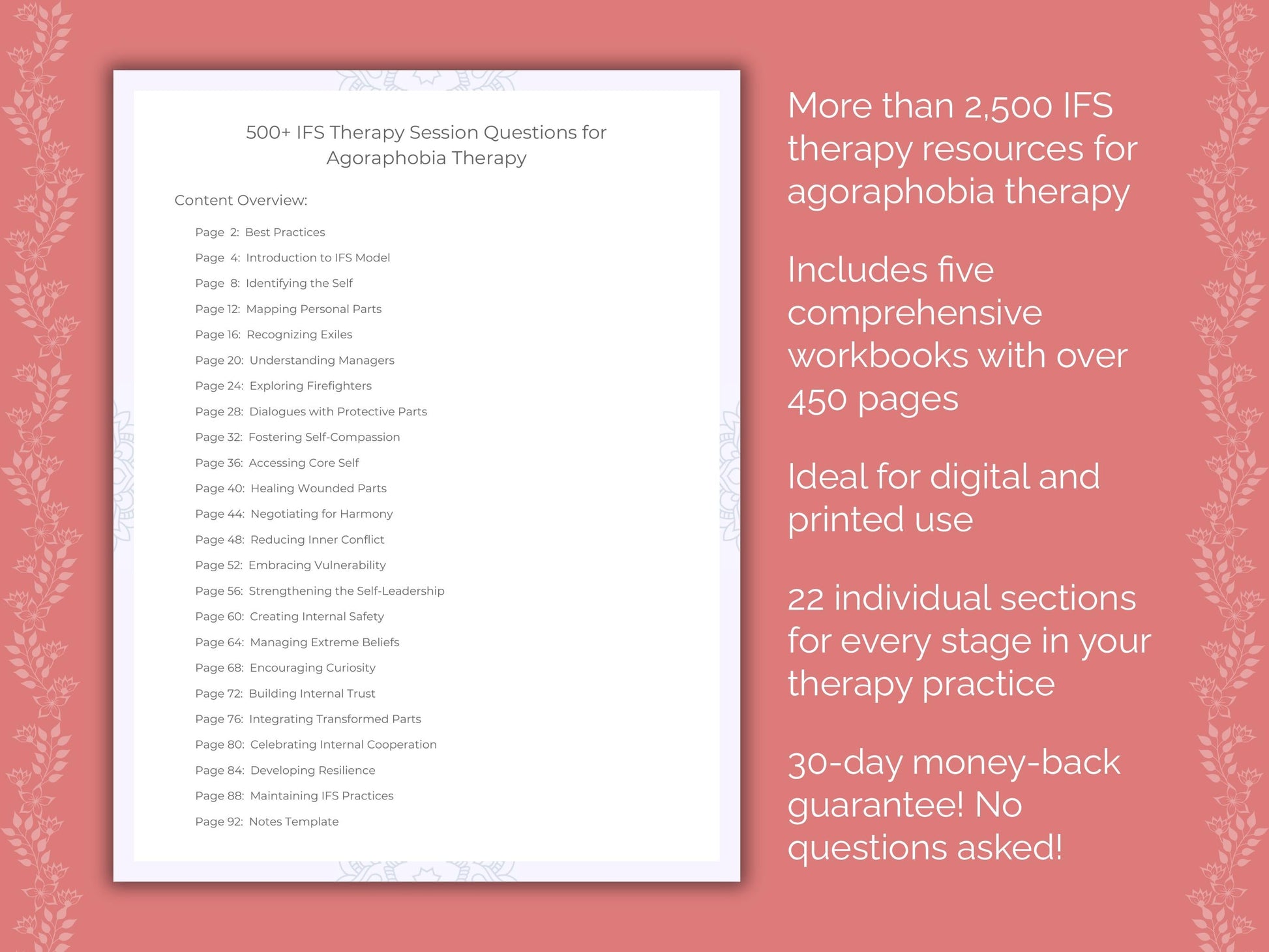 Agoraphobia Internal Family Systems (IFS) Therapist Worksheets