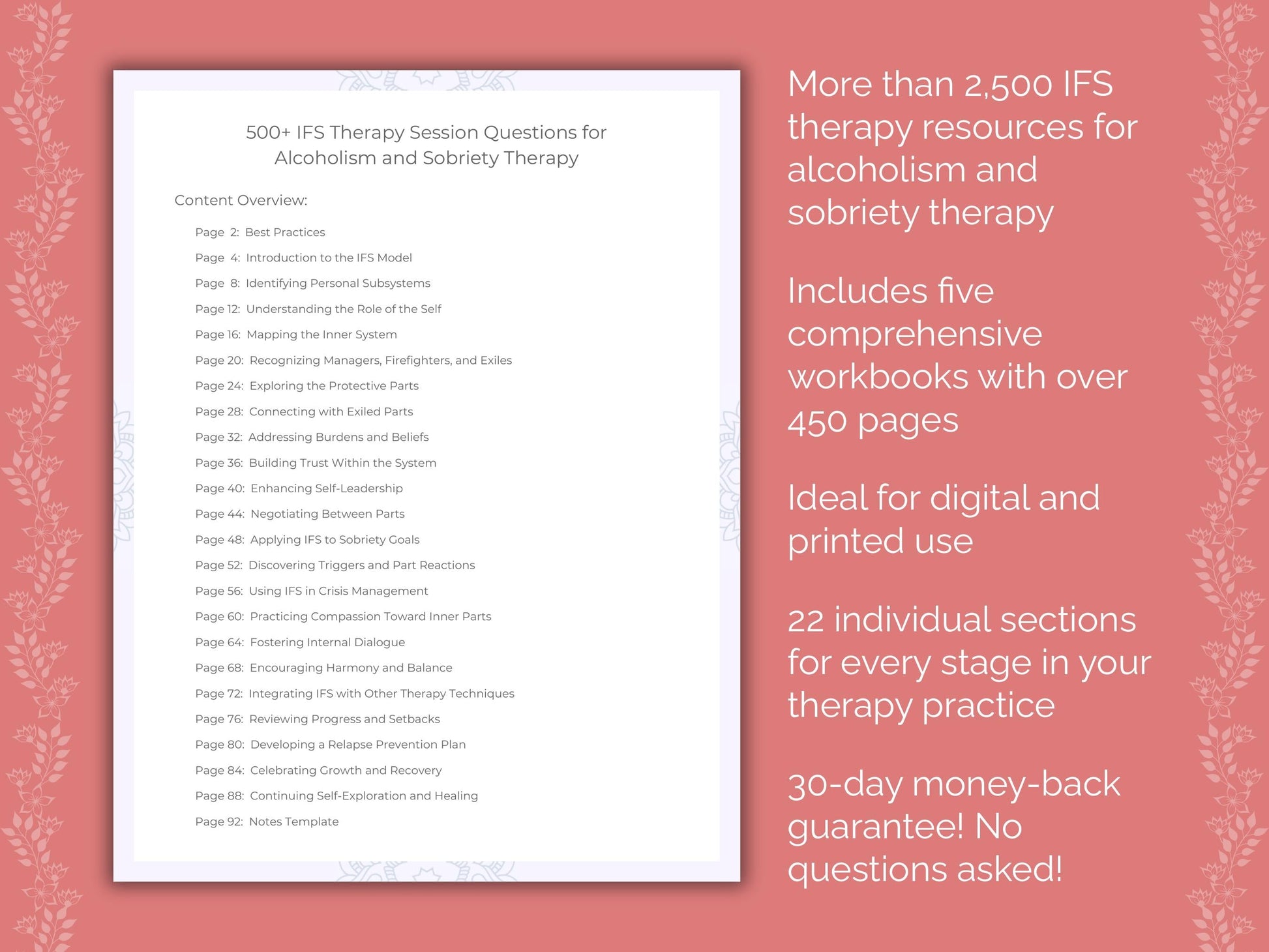Alcoholism and Sobriety Internal Family Systems (IFS) Therapist Worksheets