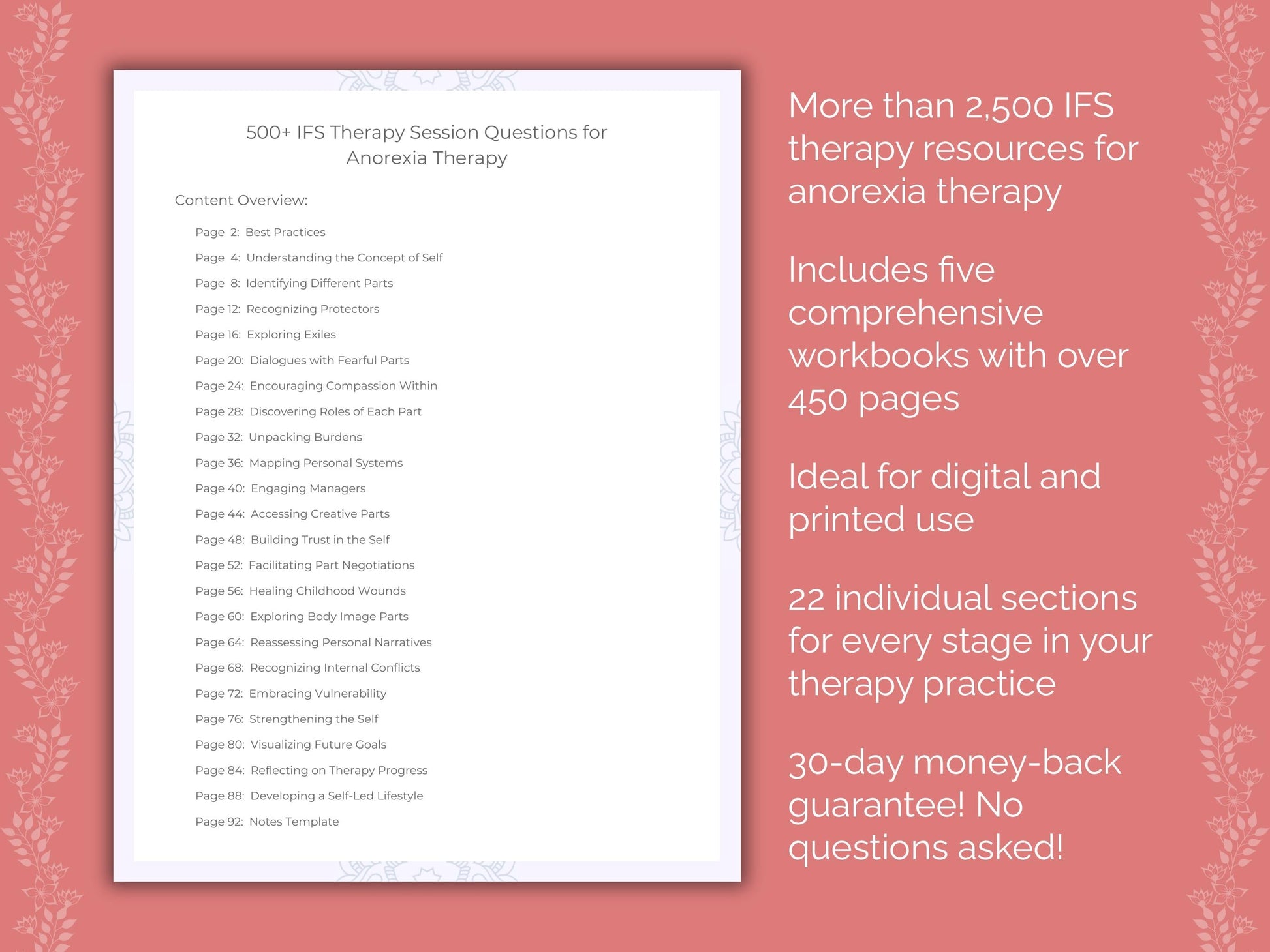 Anorexia Internal Family Systems (IFS) Therapist Worksheets