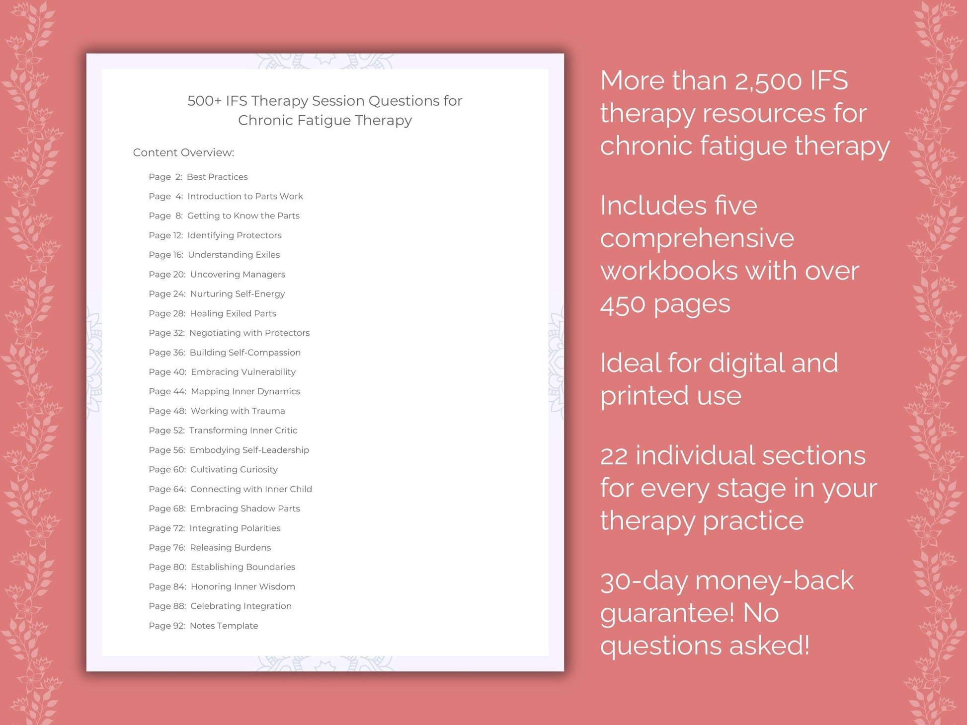 Chronic Fatigue Internal Family Systems (IFS) Therapist Worksheets