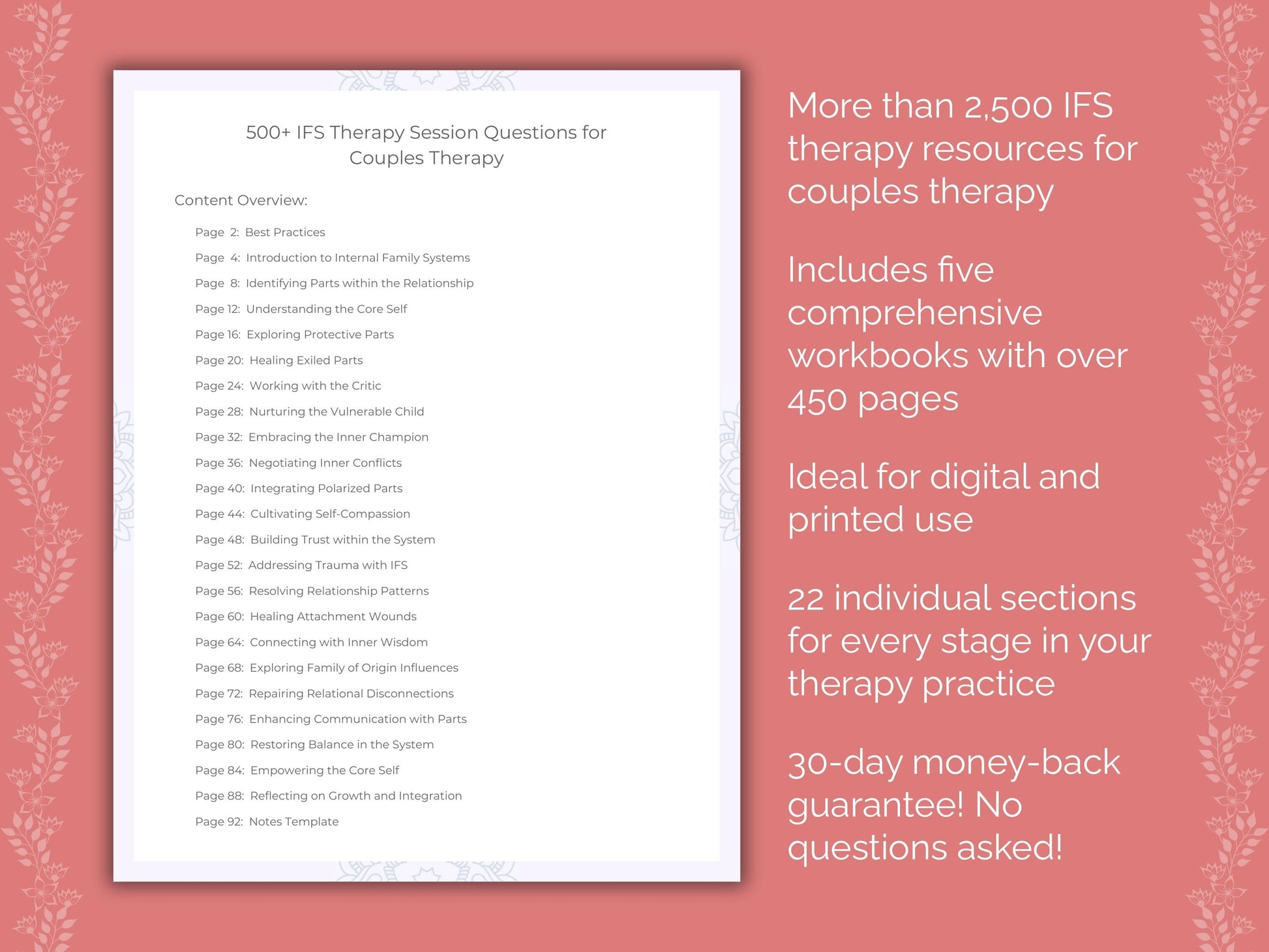 Couples Internal Family Systems (IFS) Therapist Worksheets