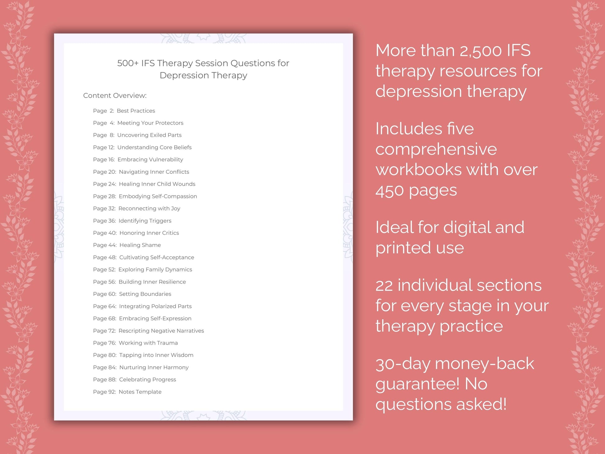 Depression Internal Family Systems (IFS) Therapist Worksheets