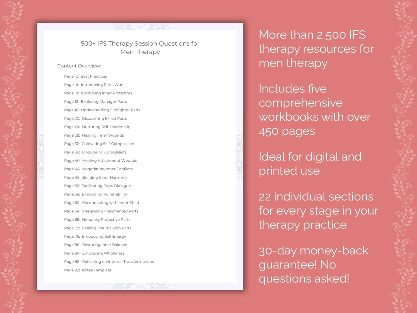 Men Internal Family Systems (IFS) Therapist Worksheets