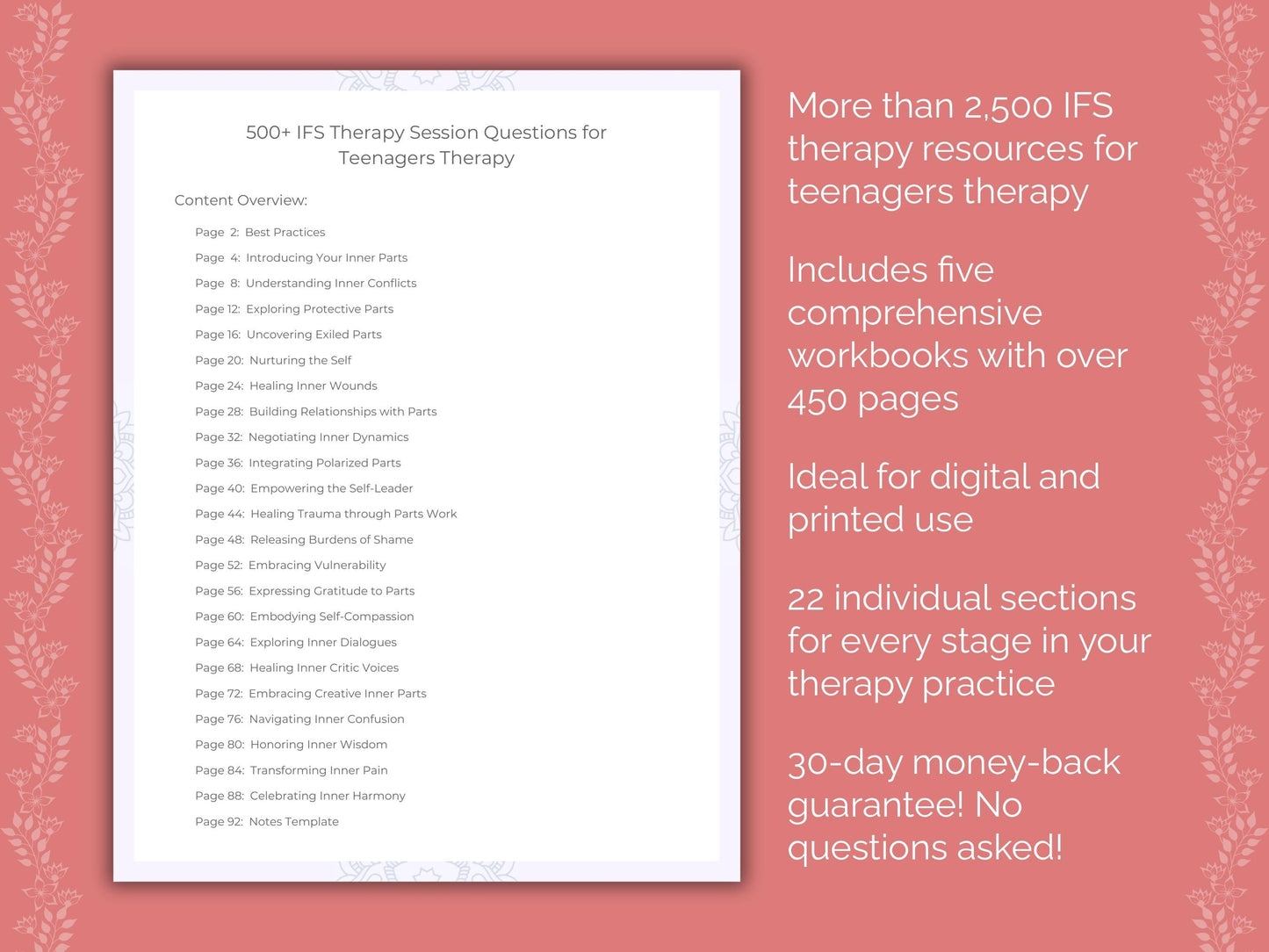 Teenagers Internal Family Systems (IFS) Therapist Worksheets