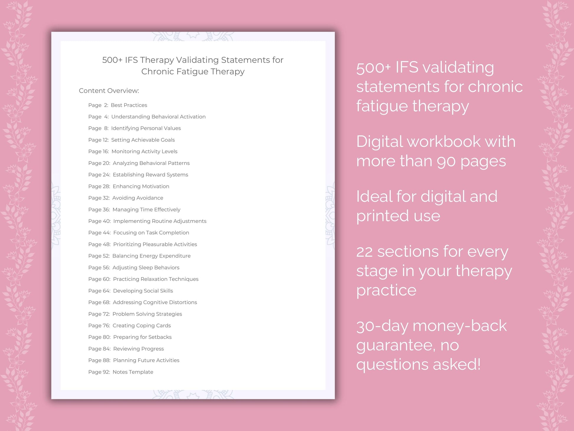 Chronic Fatigue Internal Family Systems (IFS) Therapist Worksheets