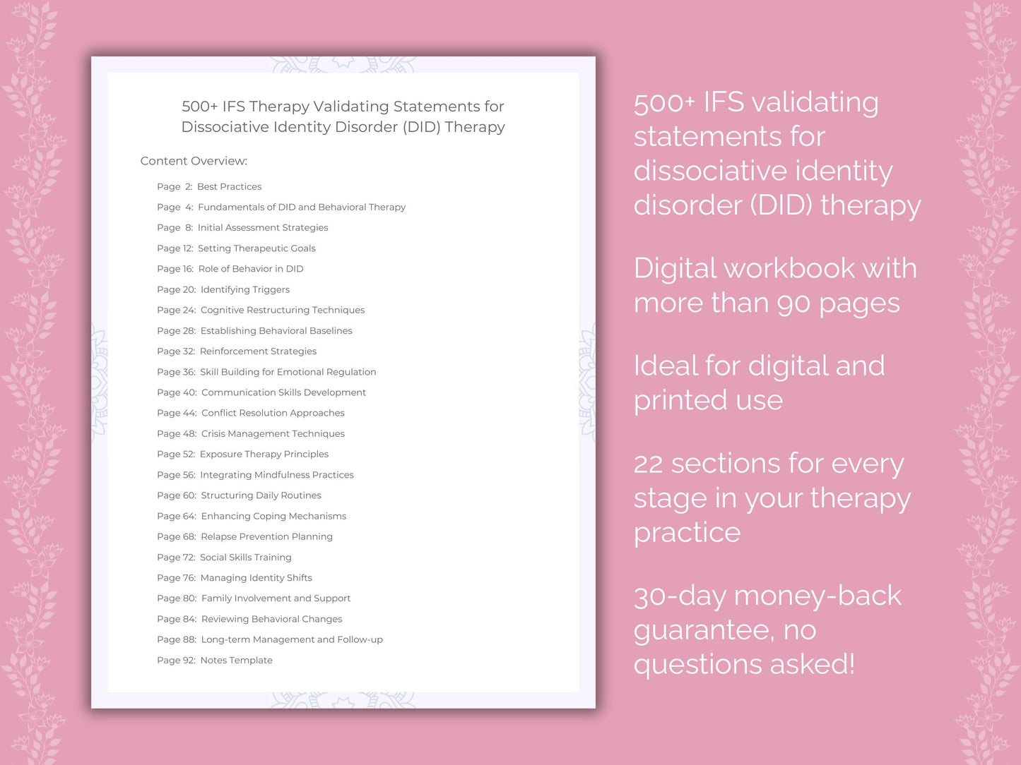 Dissociative Identity Disorder (DID) Internal Family Systems (IFS) Therapist Worksheets