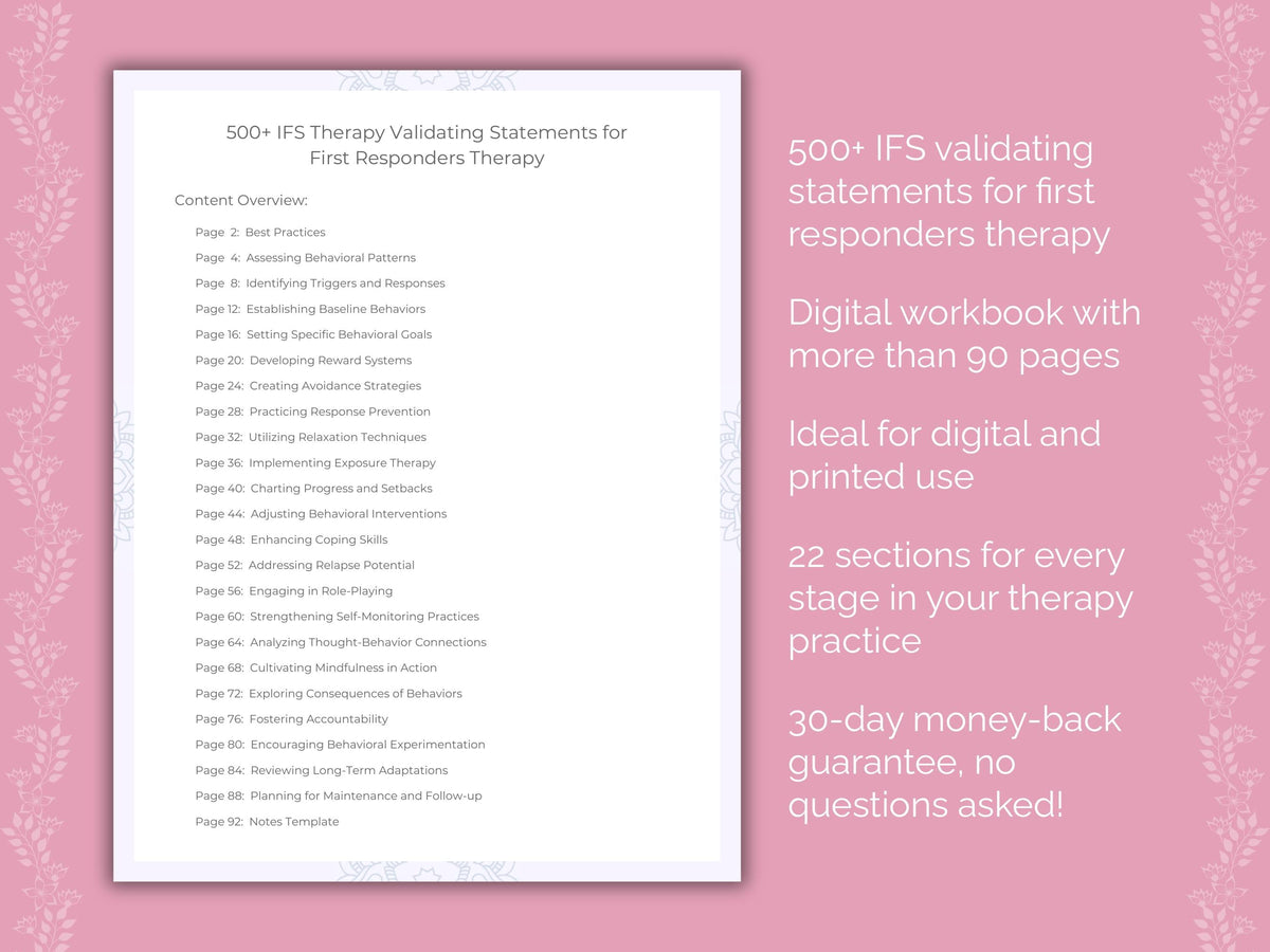 First Responders Internal Family Systems (IFS) Therapist Worksheets