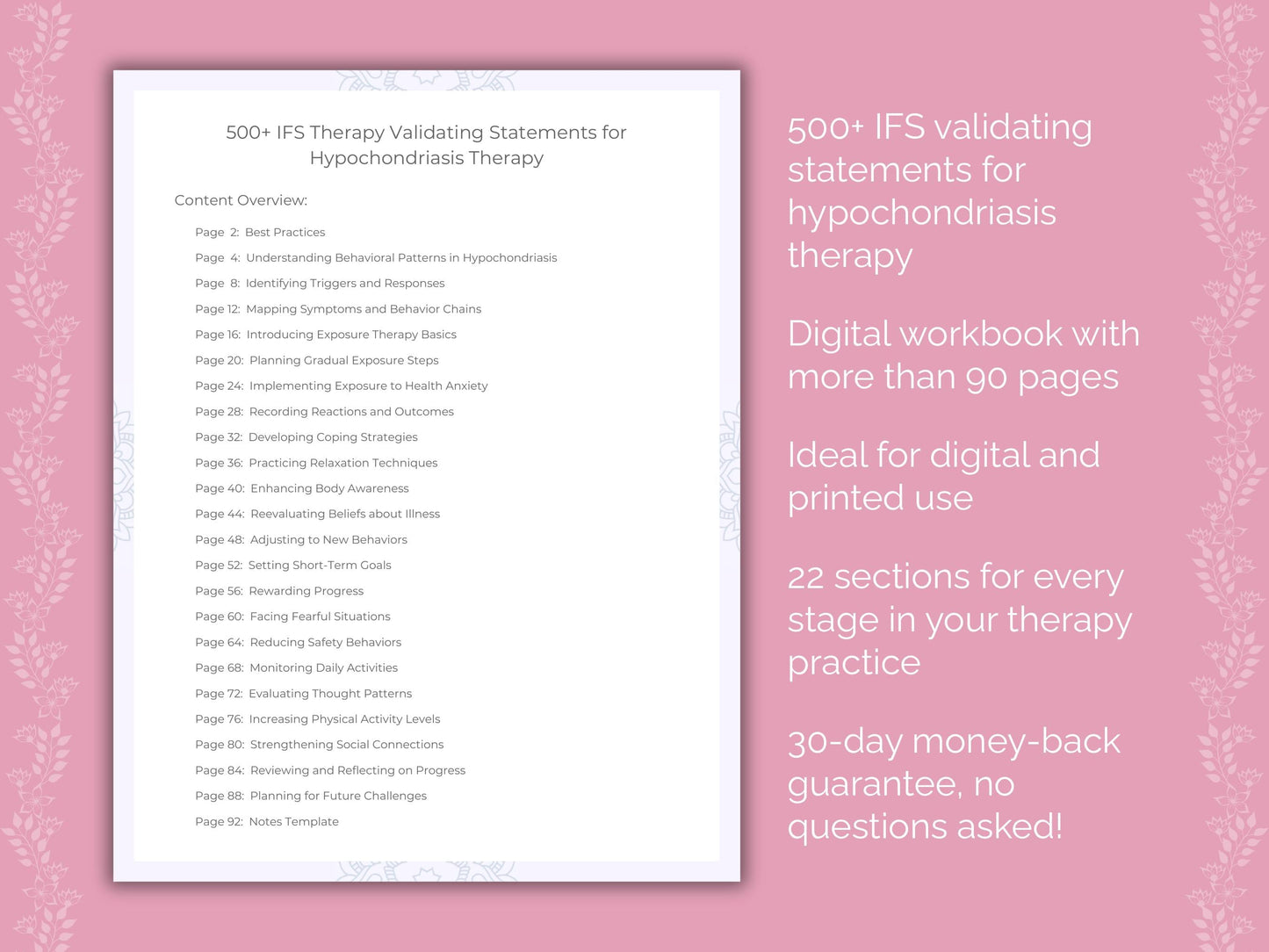 Hypochondriasis Internal Family Systems (IFS) Therapist Worksheets