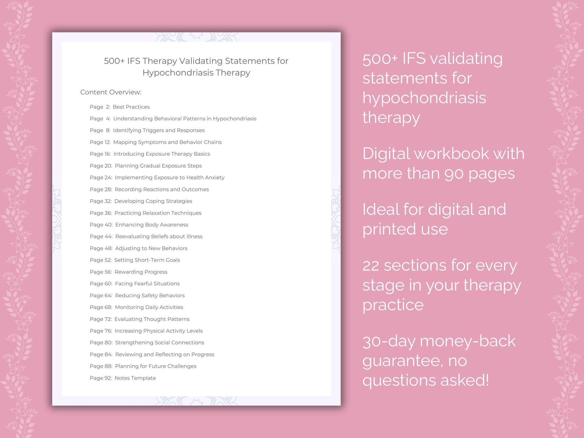 Hypochondriasis Internal Family Systems (IFS) Therapist Worksheets