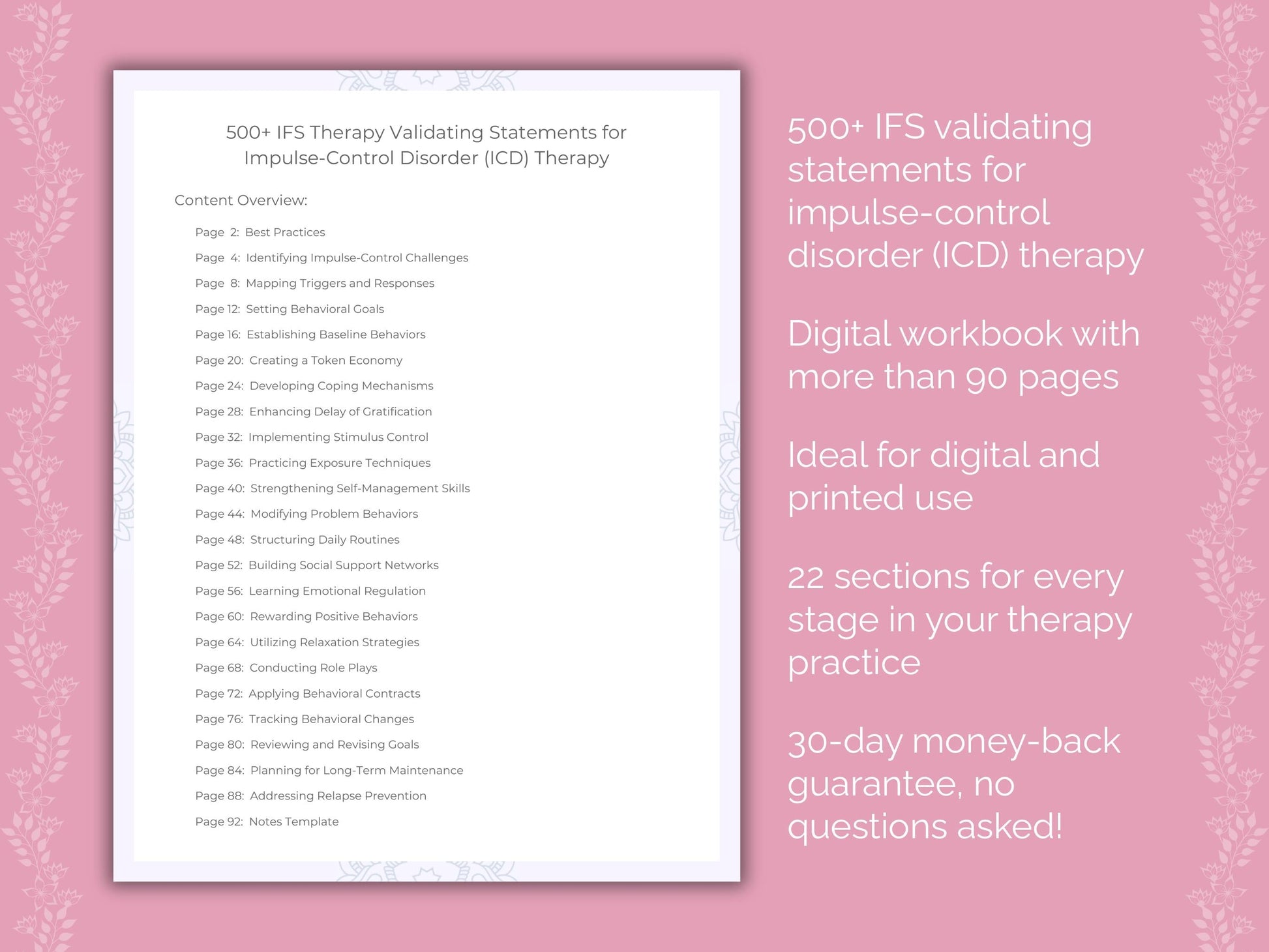 Impulse-Control Disorder (ICD) Internal Family Systems (IFS) Therapist Worksheets