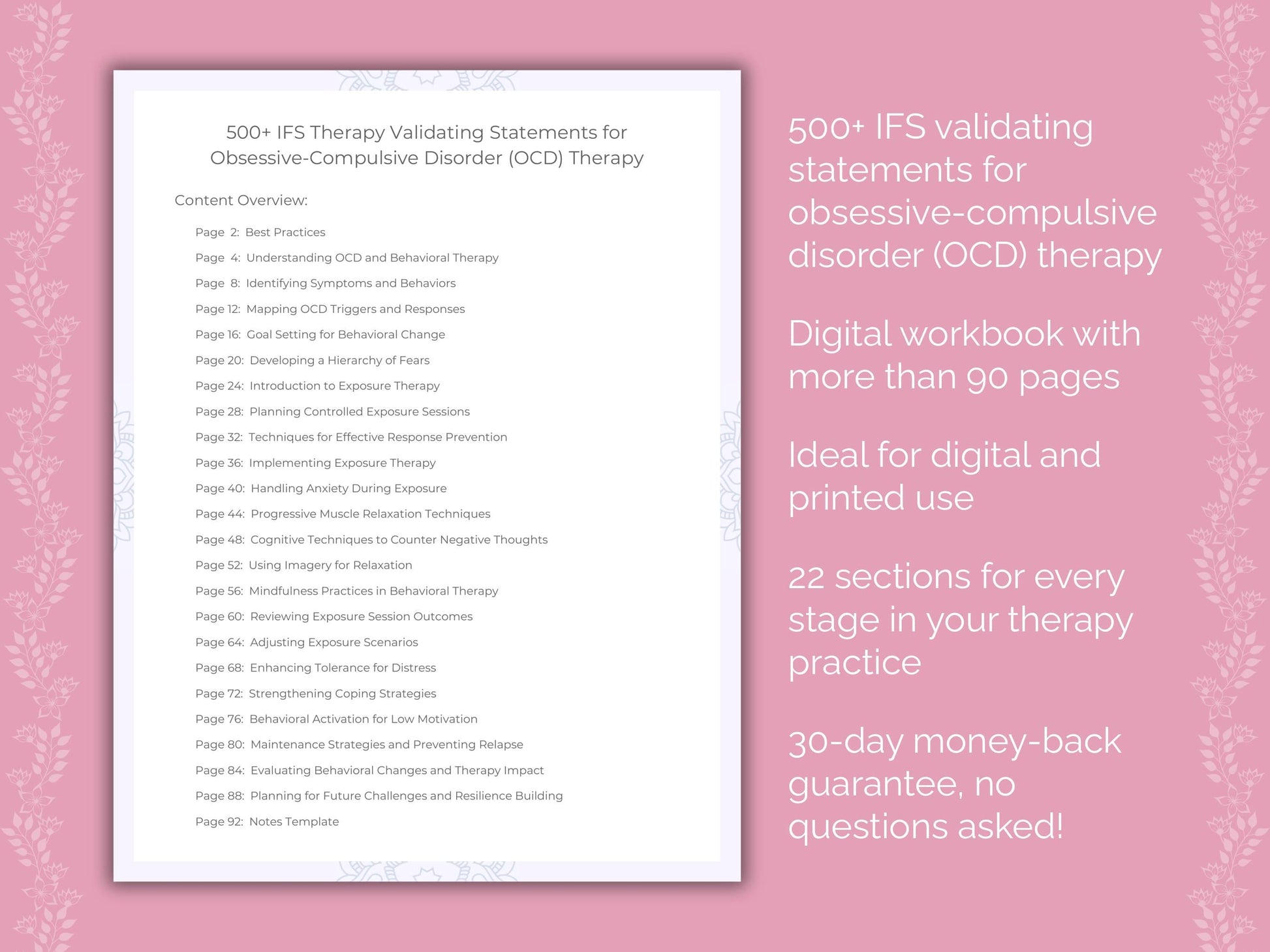 Obsessive-Compulsive Disorder (OCD) Internal Family Systems (IFS) Therapist Worksheets