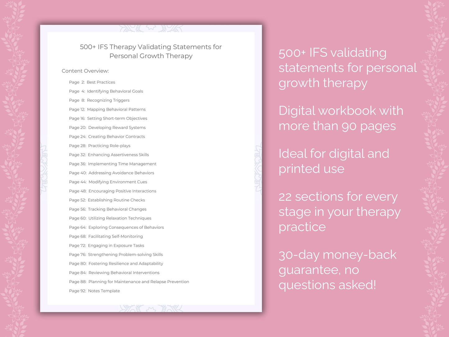 Personal Growth Internal Family Systems (IFS) Therapist Worksheets